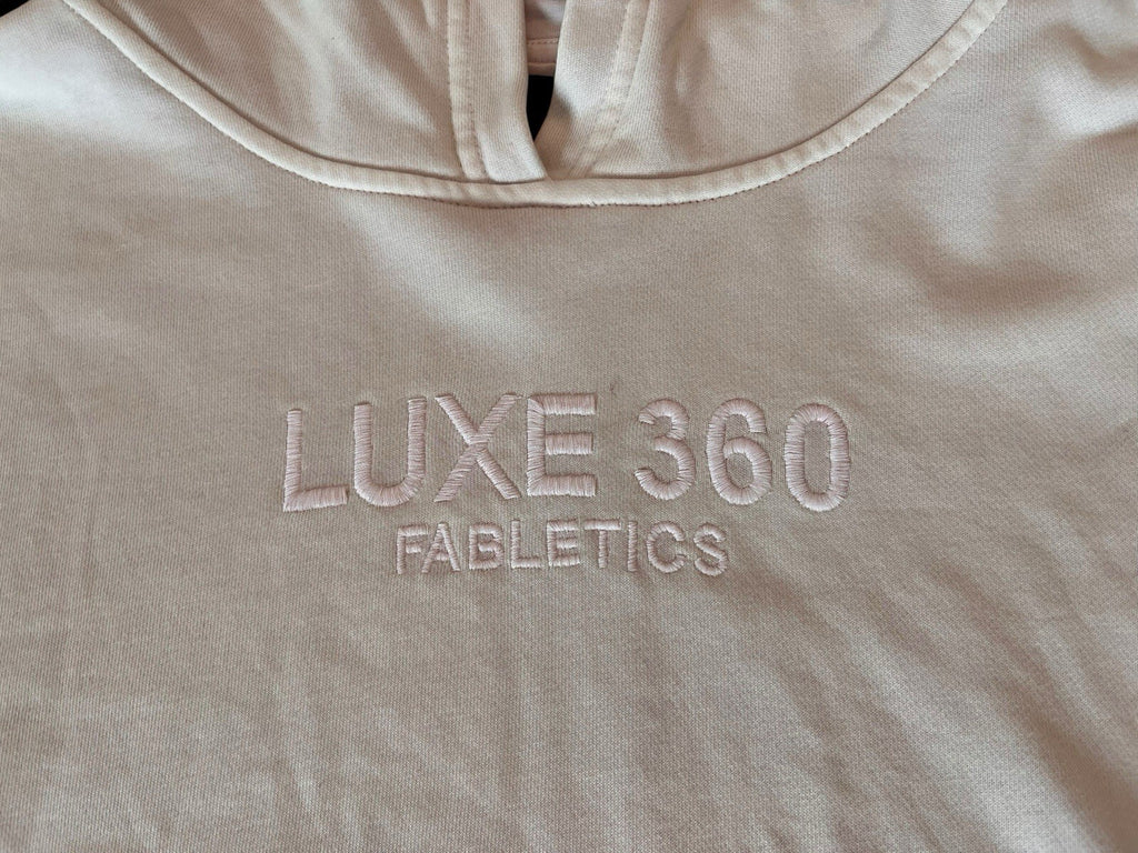 Fabletics Year Round Terry Luxe Cropped Hoodie Women Medium Cream  Active XL