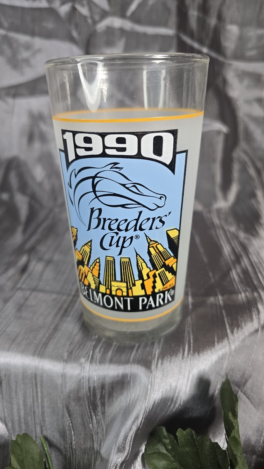 Vintage 1990 BREEDERS’ CUP BELMONT PARK GLASS/Horse Racing