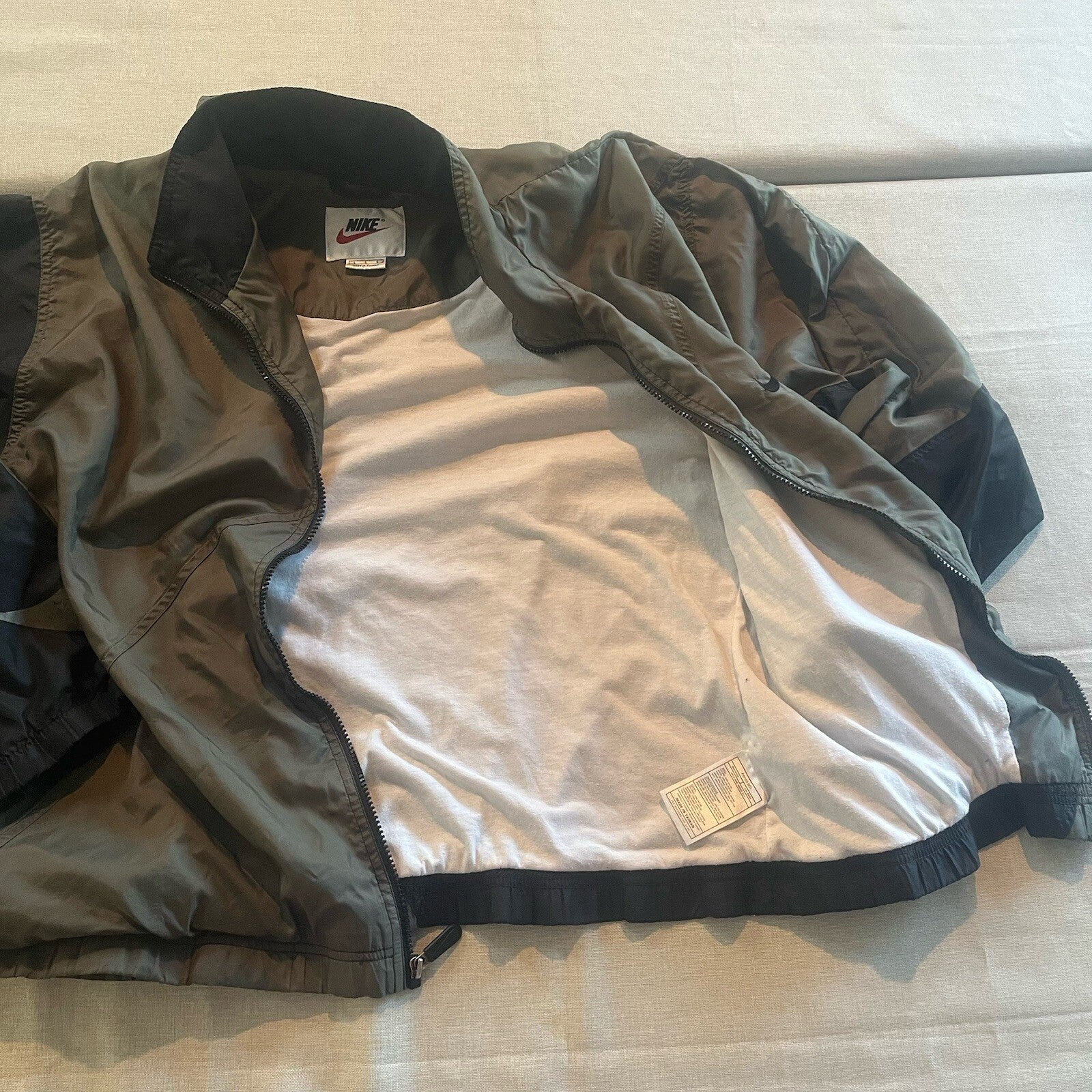 Vintage Nike Windbreaker Jacket Mens L Army Green Colorblock Nylon Big Swoosh