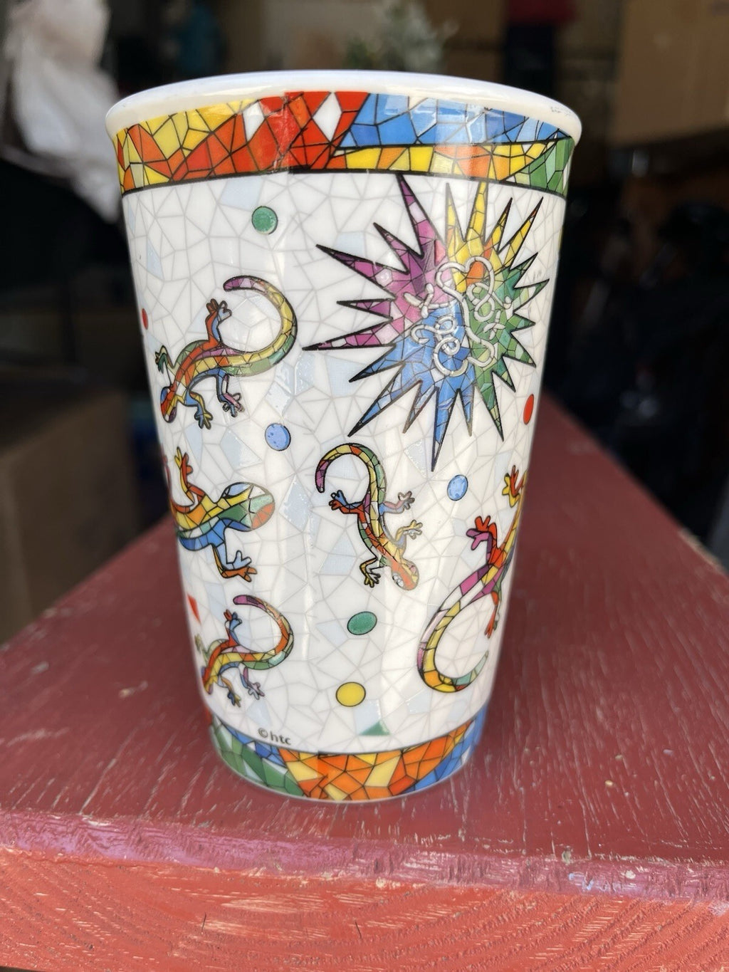 Ceramic Mug, Mosaic Style With Mosaic Salamanders, Inspired By Antoni Guadi