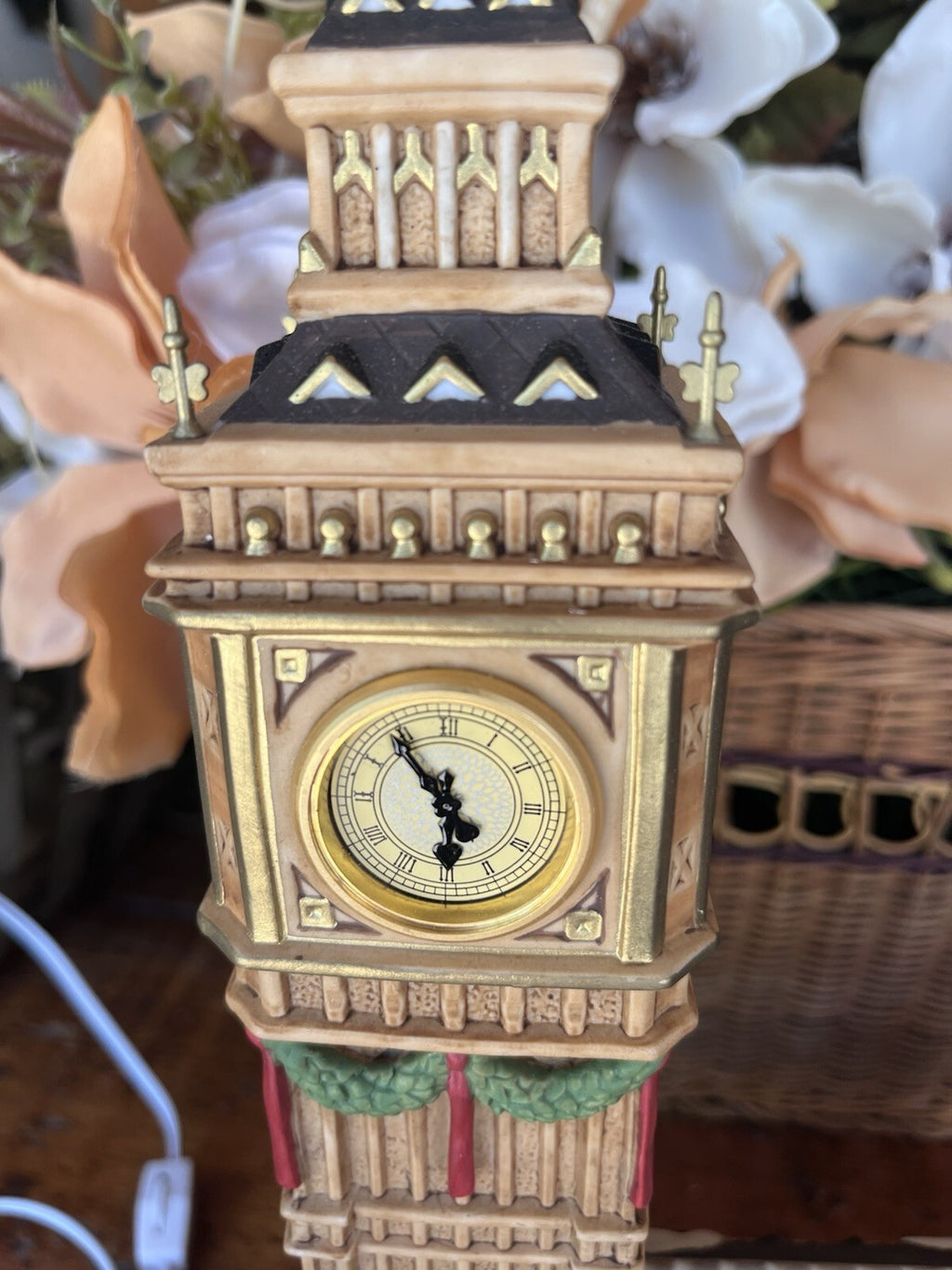 Big Ben Illuminated Ceramic Christmas Village Building Set Painted 2-Piece