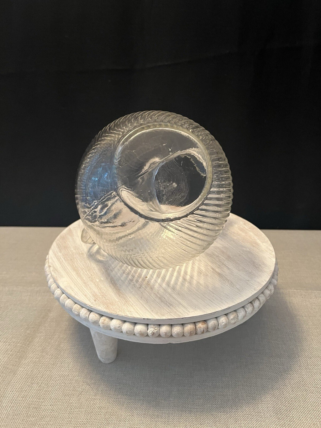 Vintage Hazel Atlas Clear Ribbed Tilted Ball Pitcher Glass w/ Ice Lip