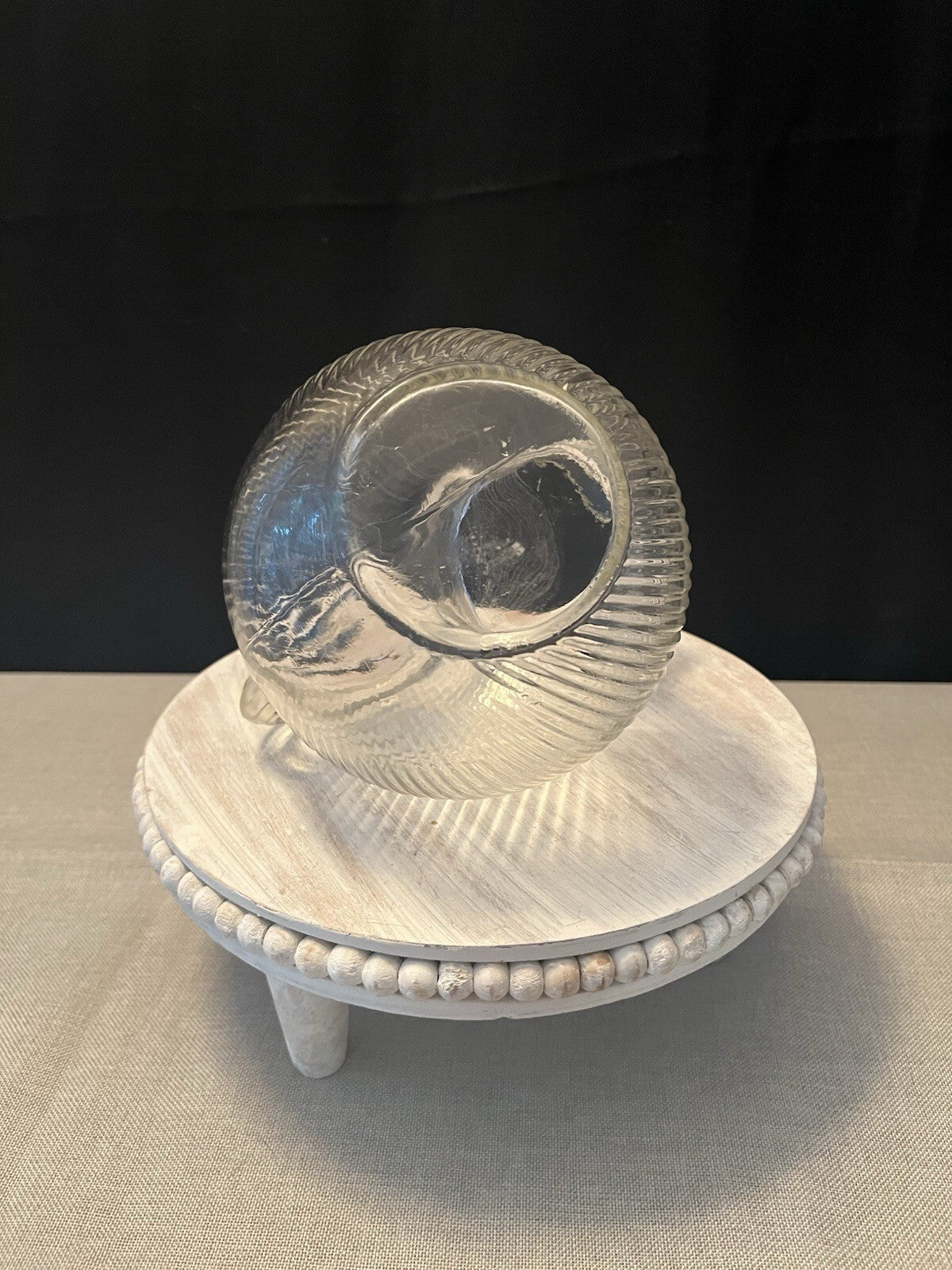 Vintage Hazel Atlas Clear Ribbed Tilted Ball Pitcher Glass w/ Ice Lip