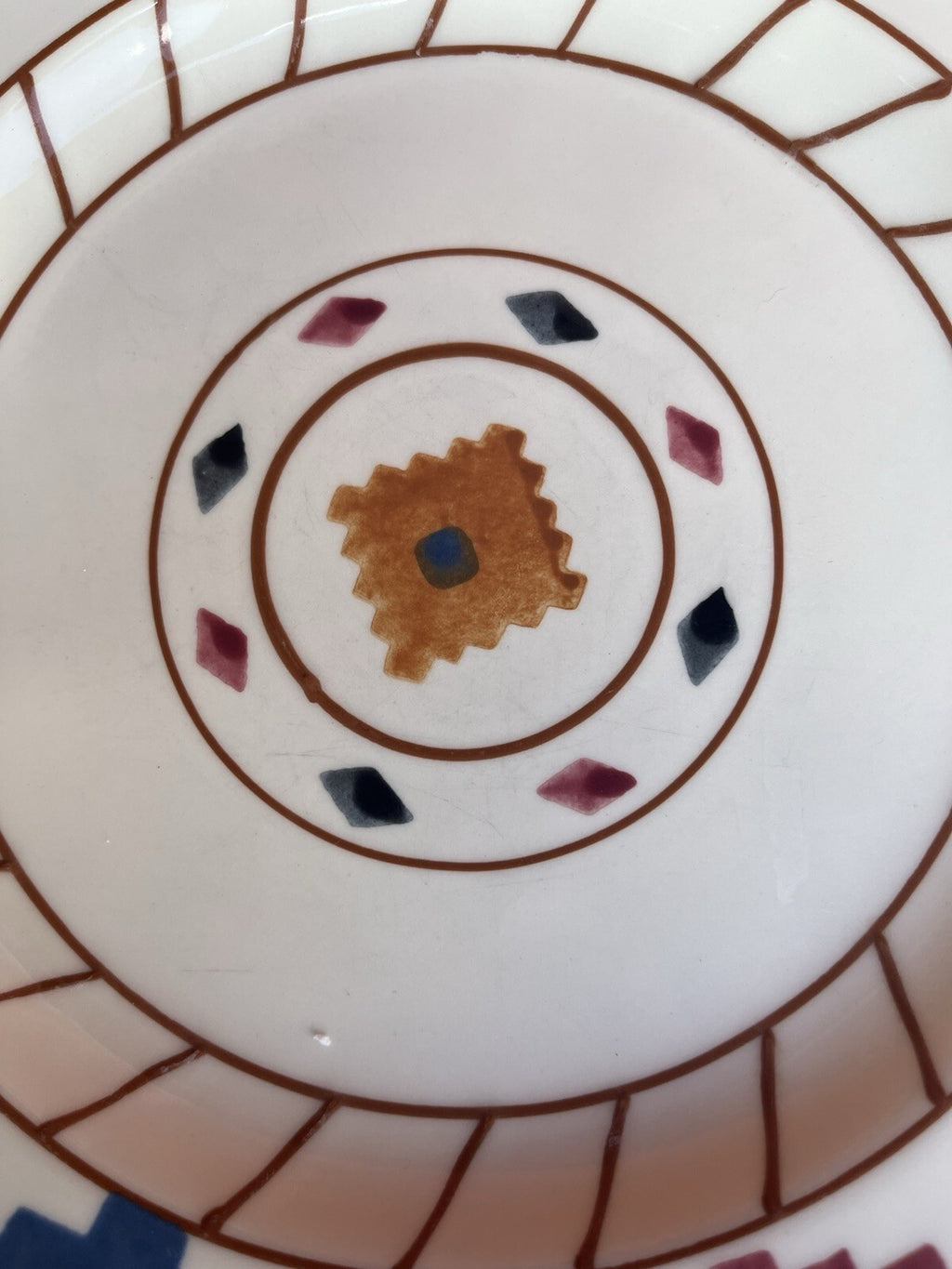6 HARTSTONE USA "CHEYENNE" 11 1/4" DINNER PLATES HAND PAINTED. ****Some Fading