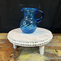 Vintage Cobalt Blue Pitcher Vase Hand Blown  Glass c1950's Small 5”