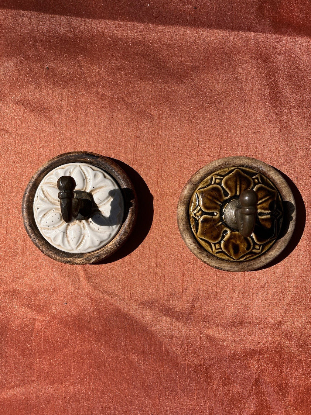 Metal Kitchen/Bathroom Hooks. Wooden Backs