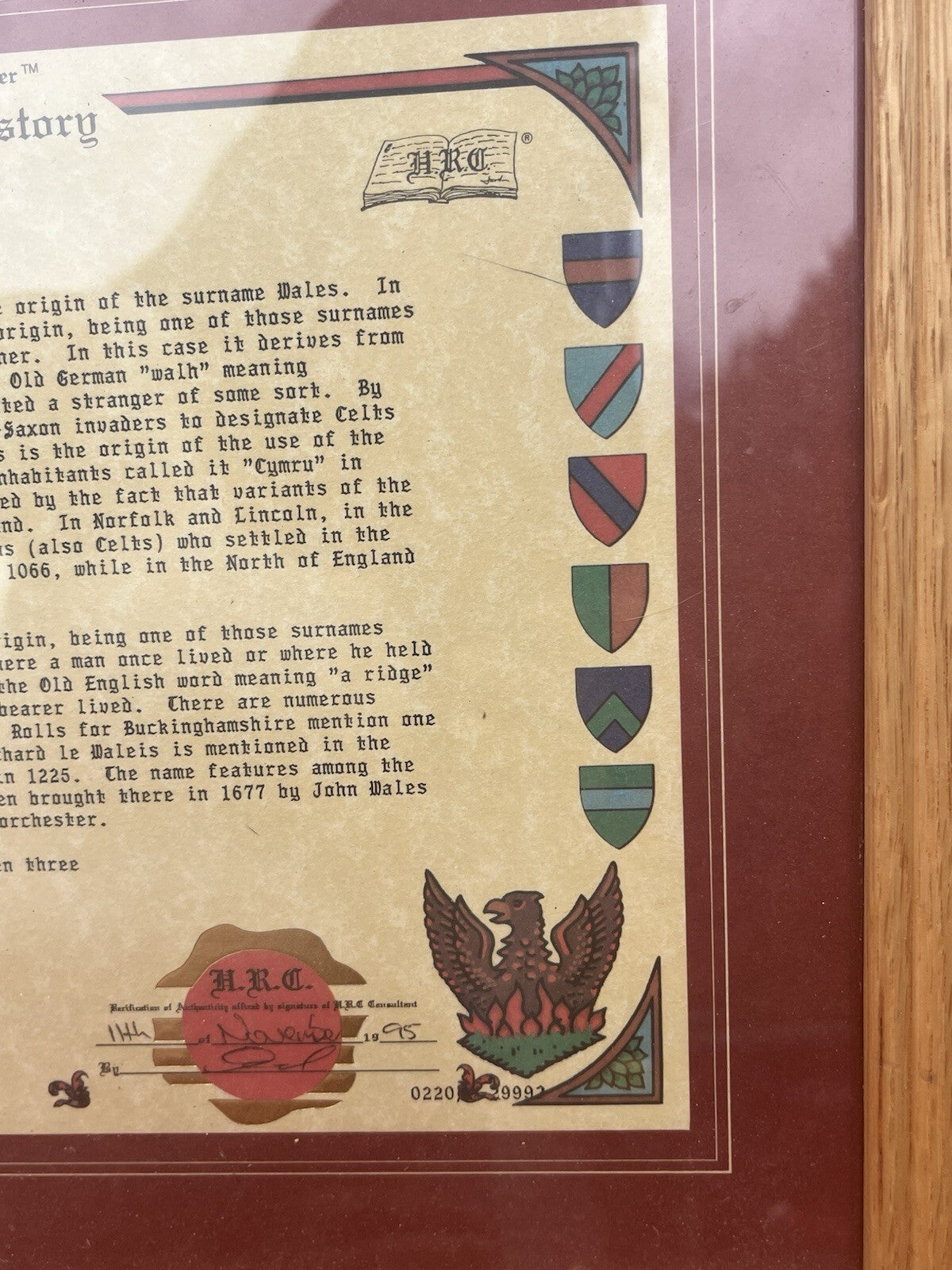 WalesFamily Name History The Historical Research Center Framed Wales