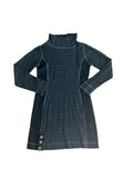 PRANA Breathe Kelland Sweater Dress High Neck Button Panel Gray Black Large