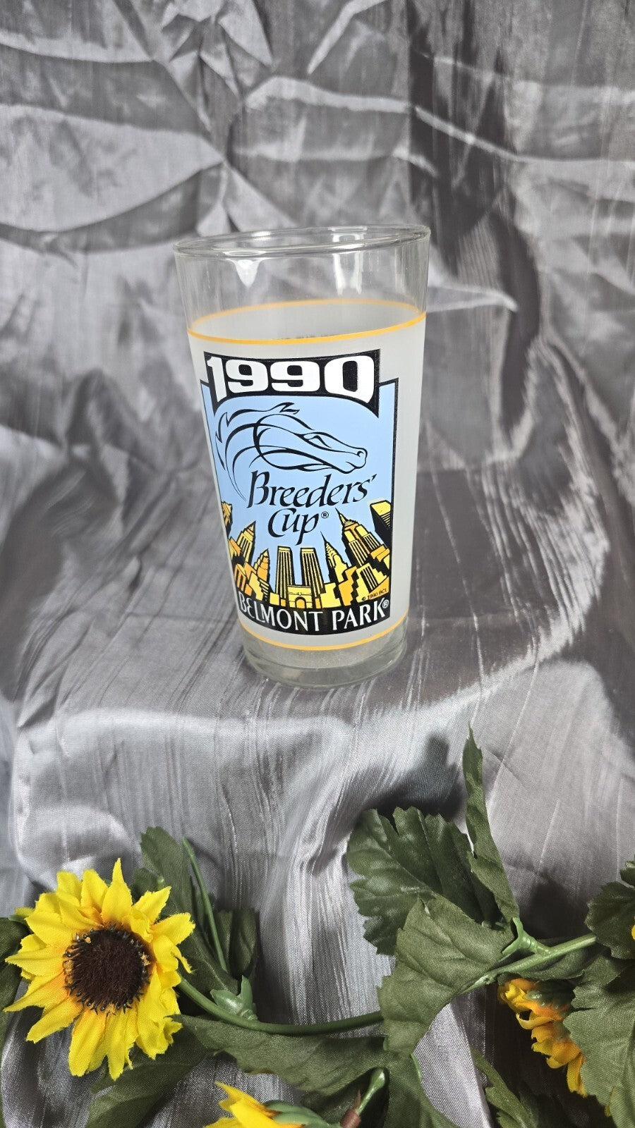 Vintage 1990 BREEDERS’ CUP BELMONT PARK GLASS/Horse Racing