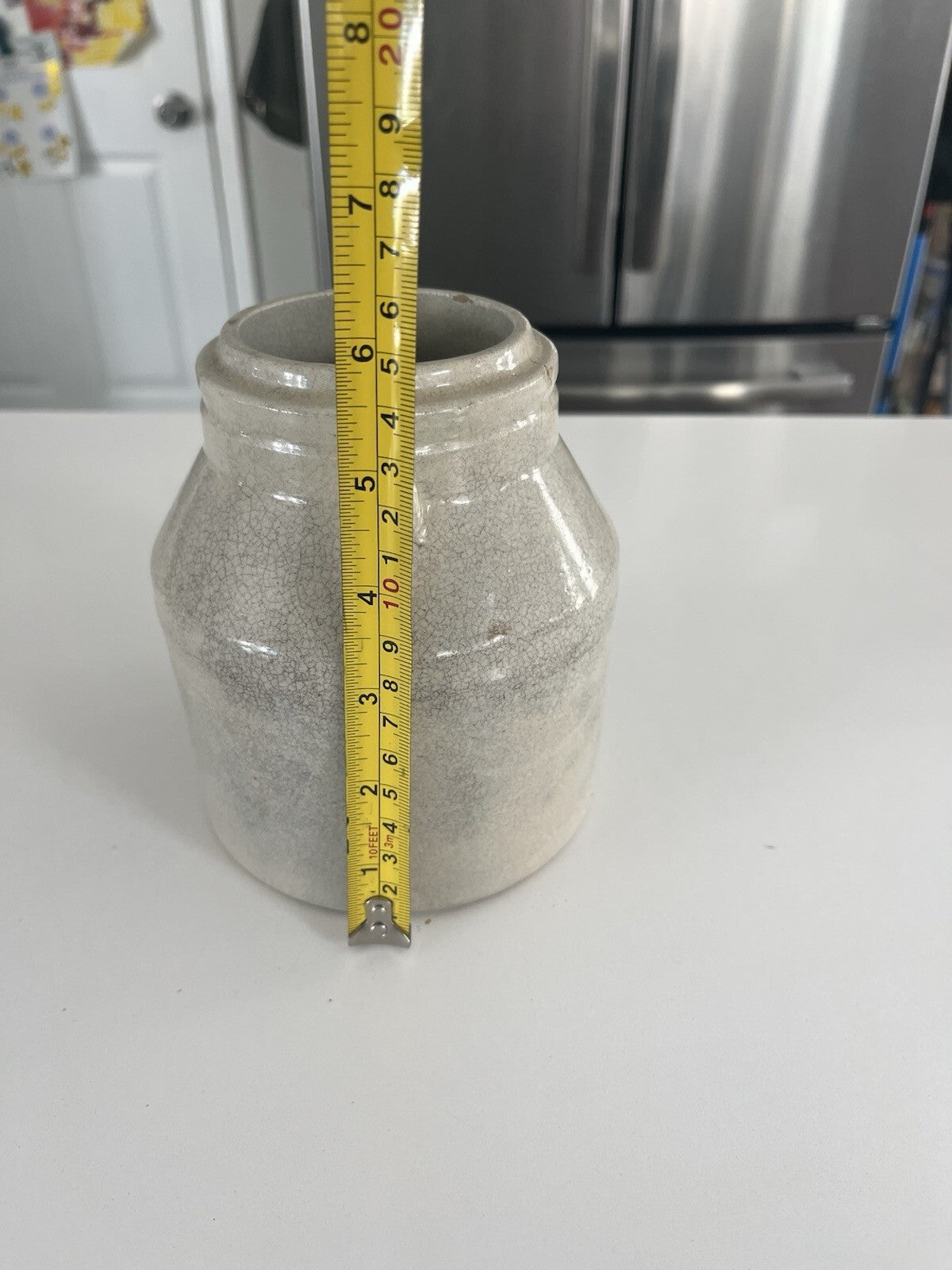 Antique Stoneware Crock / Pail ..Gray/cream. No Lid