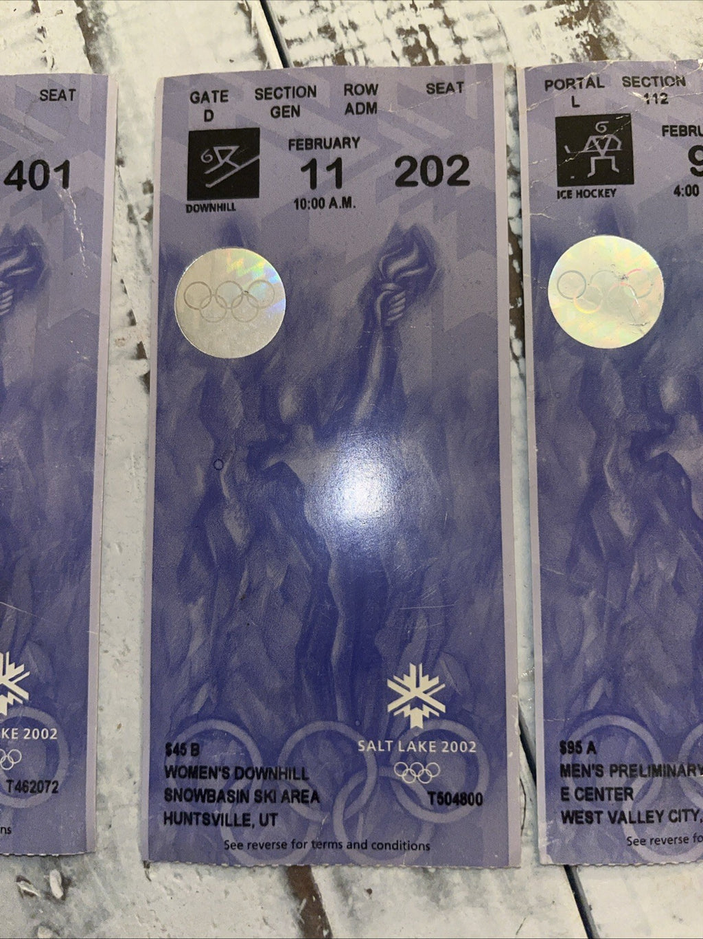 2002 Salt Lake Olympics Tickets. 4 Different Events. ***imperfections On Tickets