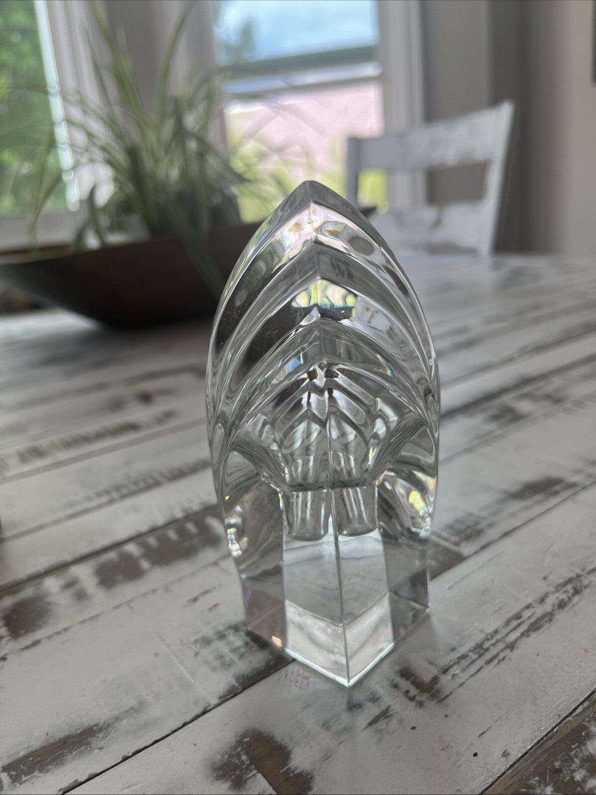 Vintage Mikasa Lead Crystal Clear Candle Holder Art Deco Style Germany 5.5"