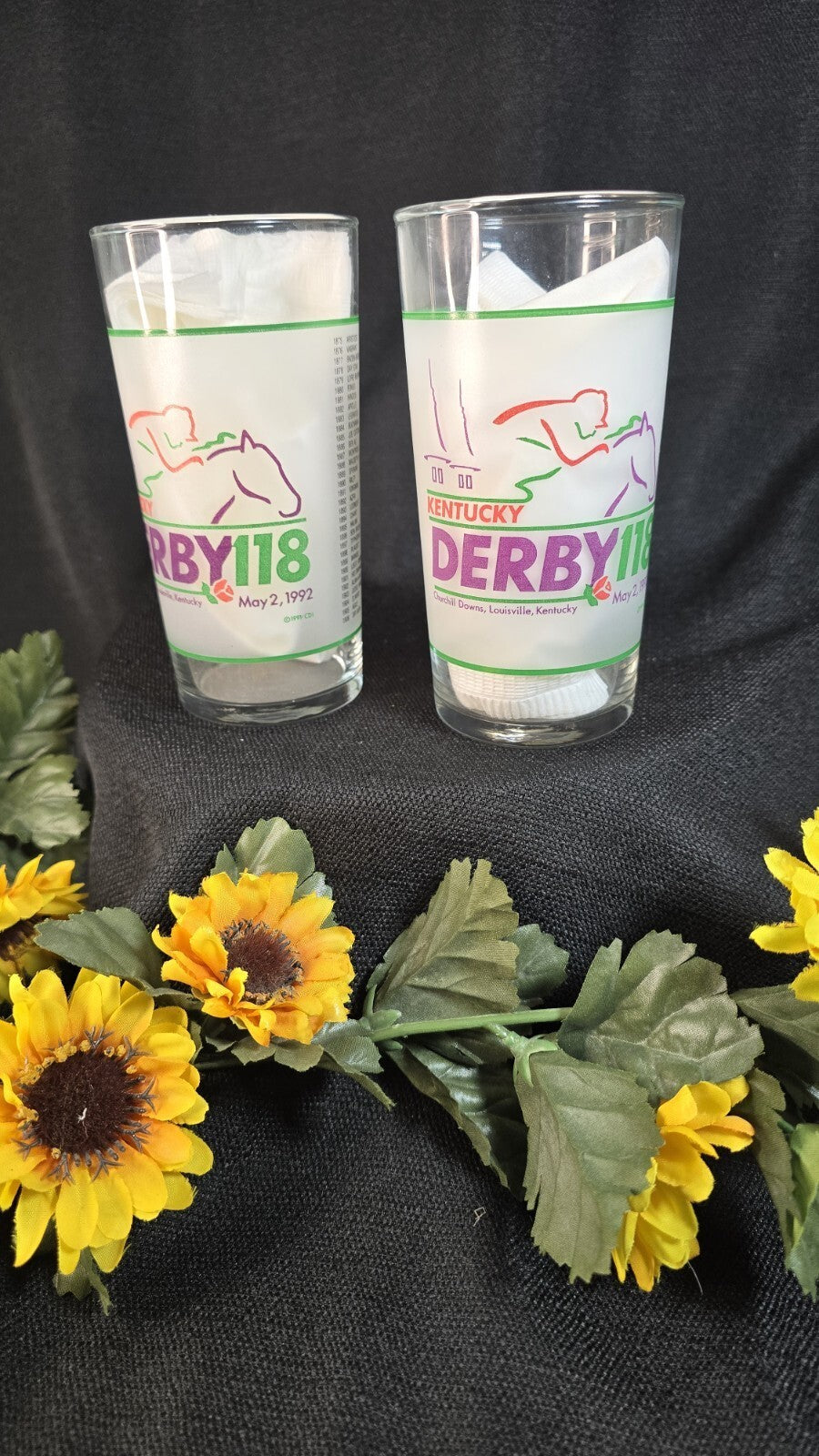Kentucky Derby Glass Souvenir Churchill Downs Horse Race 118th Running 1992