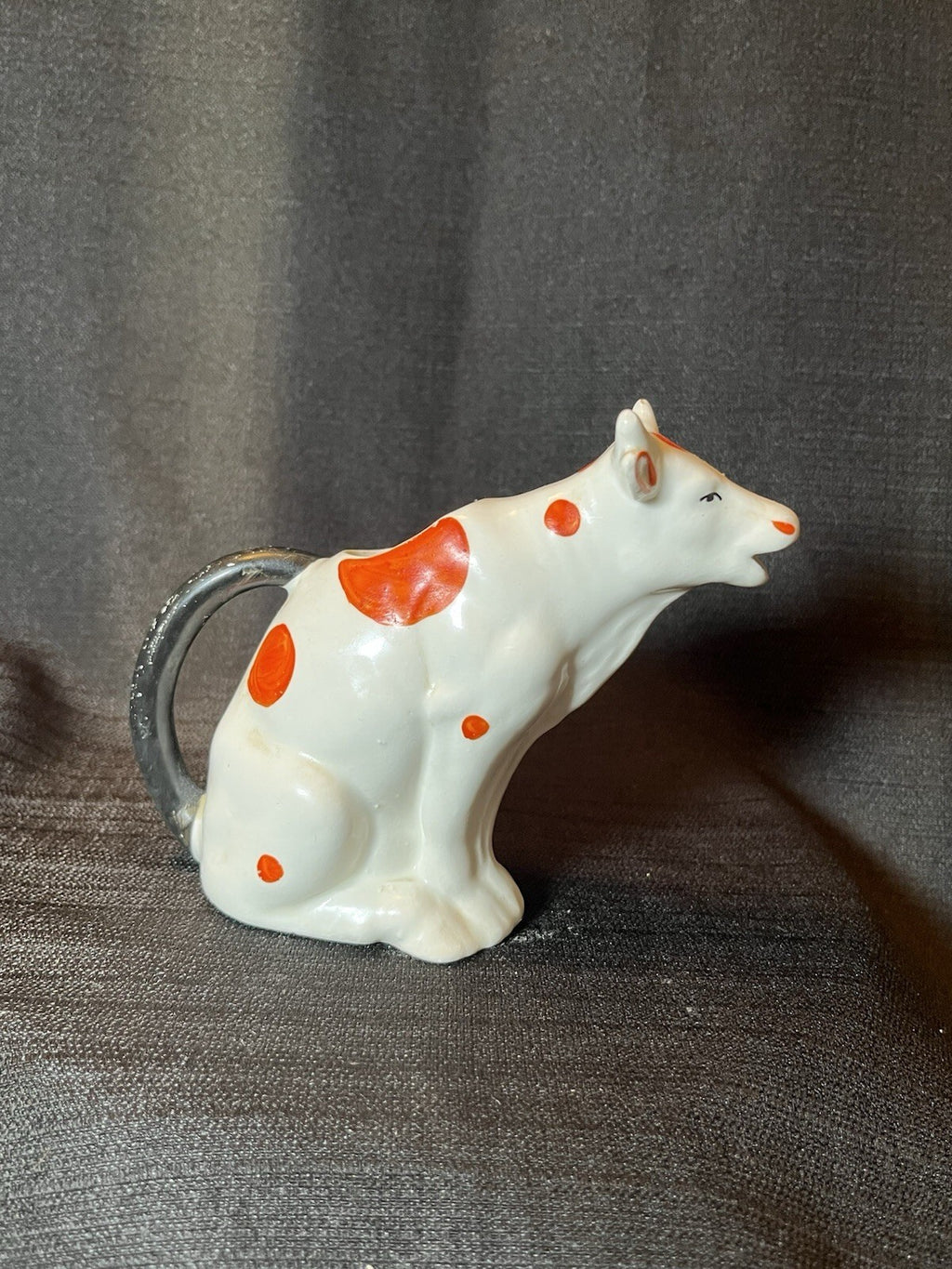Vintage 1930s Polka Dot Cow Creamer MCM Milk Pitcher Czechoslovakia