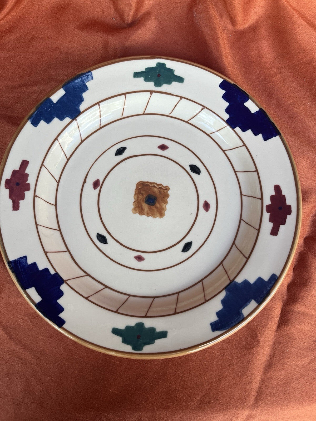 6 HARTSTONE USA "CHEYENNE" 11 1/4" DINNER PLATES HAND PAINTED. ****Some Fading