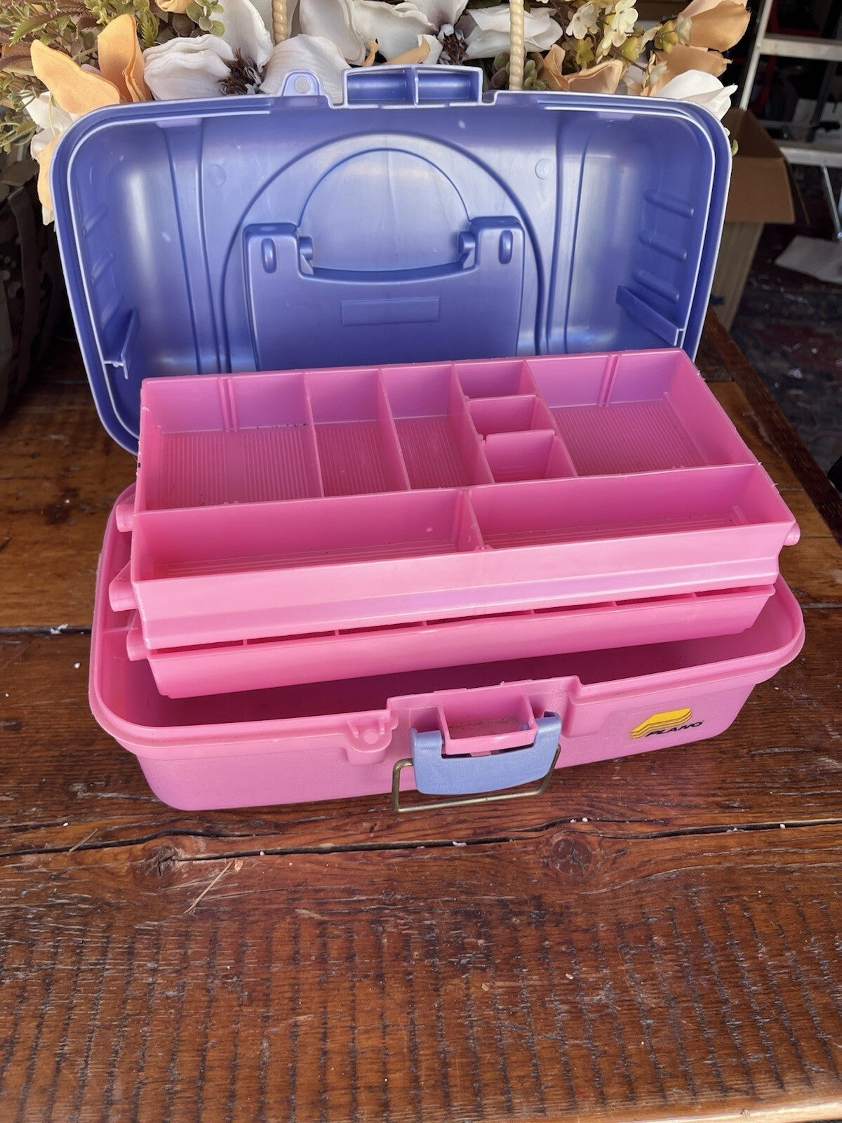 Plano Two-Box Hard Case Plastic Organizer Purple/Pink 2 Pockets