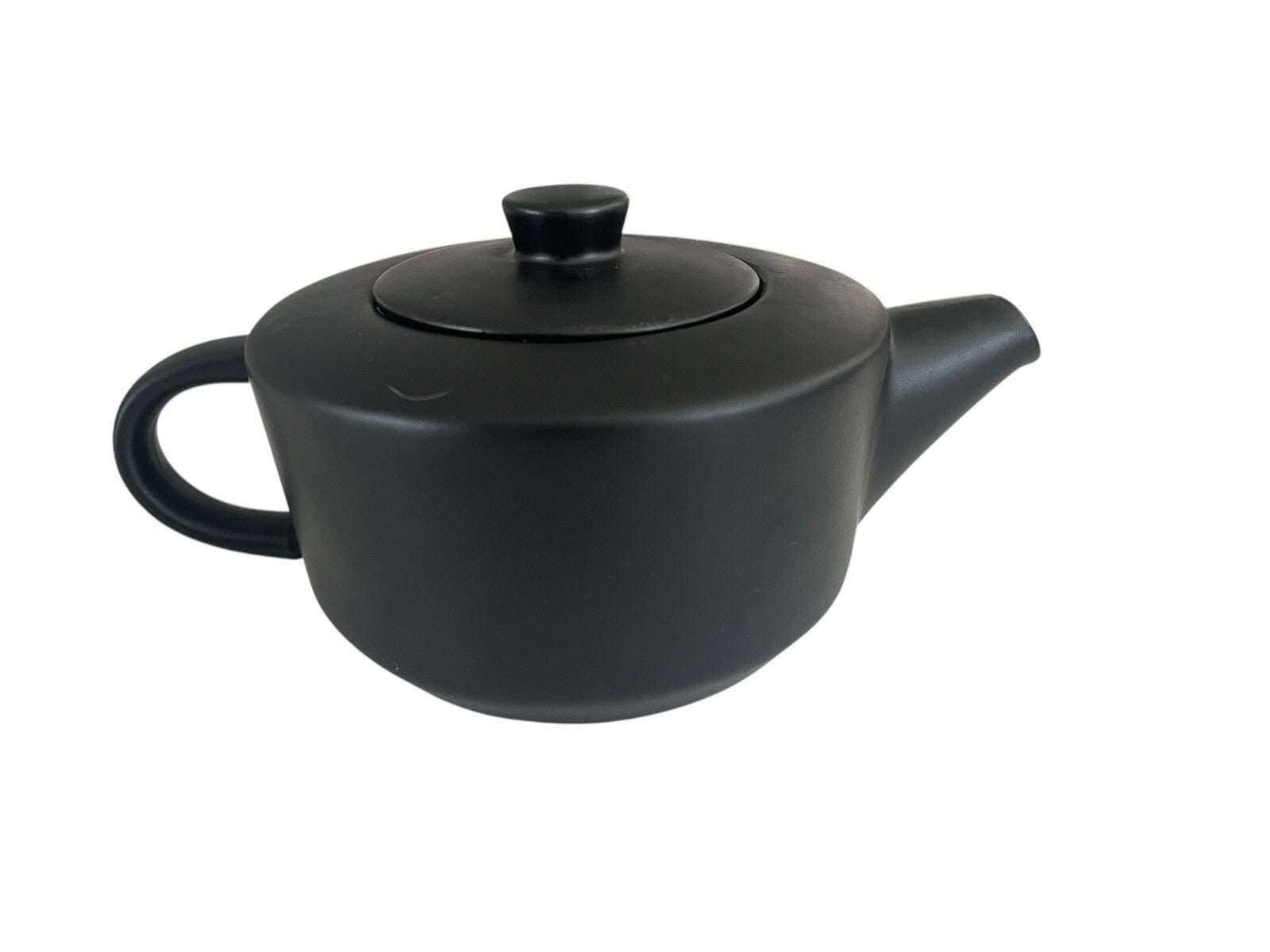Project 62 Stoneware Teapot Solid Matte Black Modern Short Round Microwave Safe