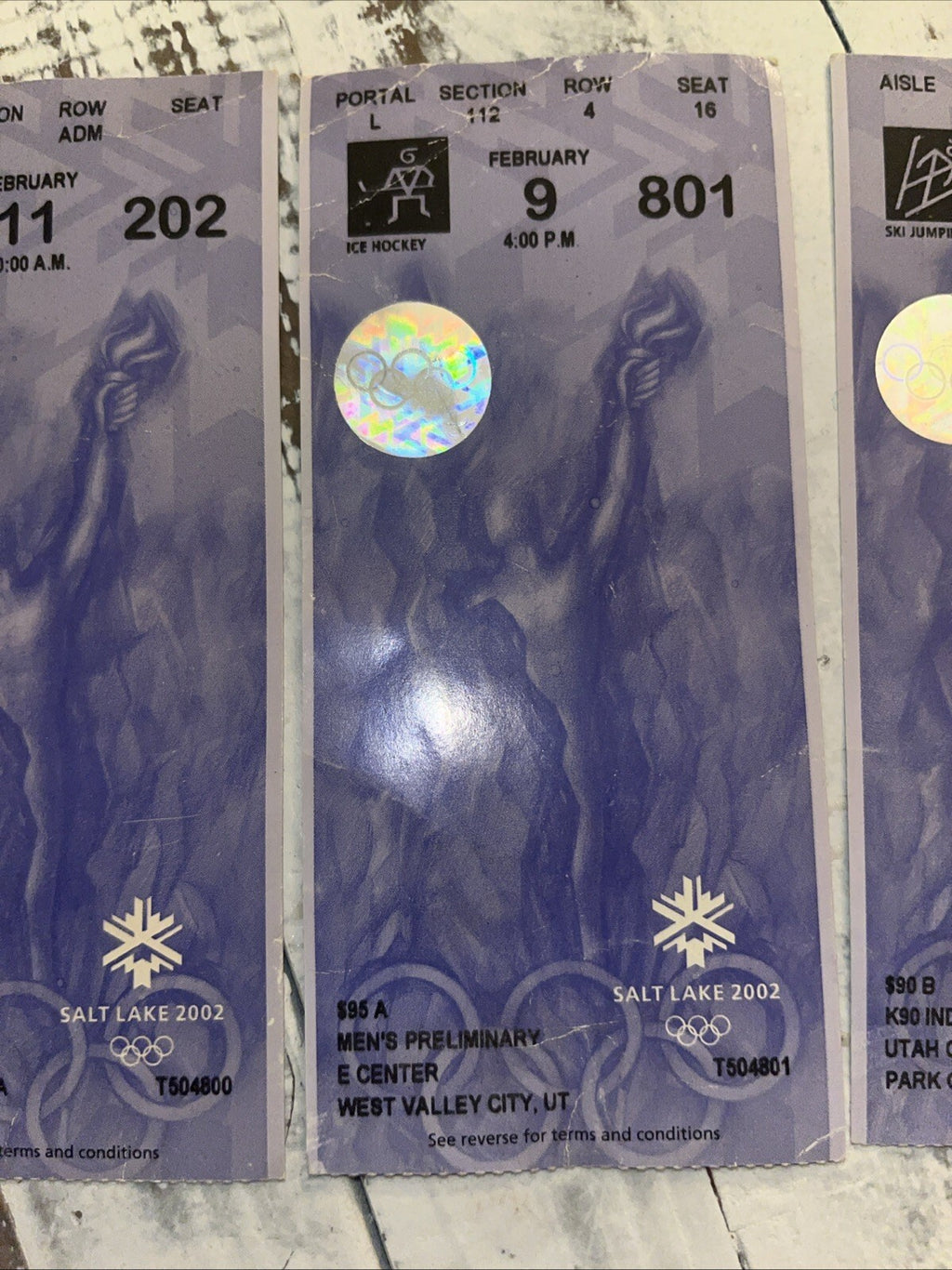 2002 Salt Lake Olympics Tickets. 4 Different Events. ***imperfections On Tickets