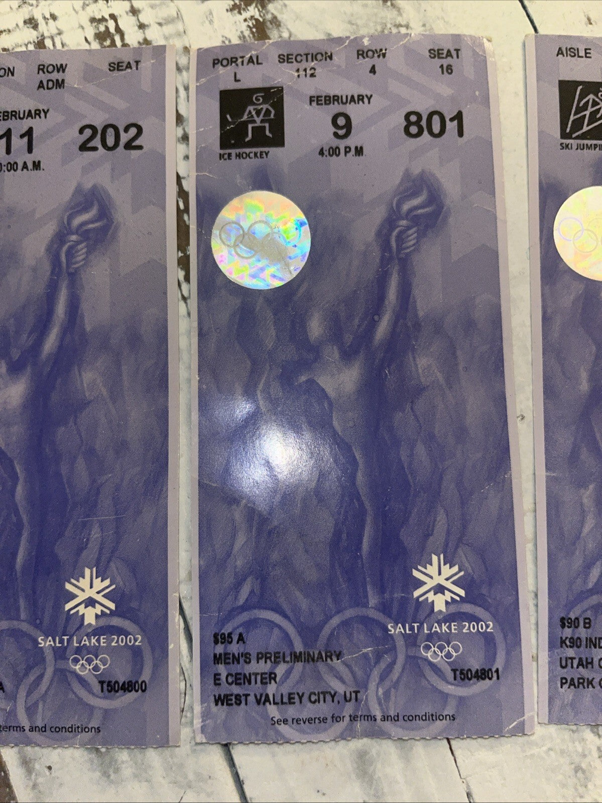 2002 Salt Lake Olympics Tickets. 4 Different Events. ***imperfections On Tickets