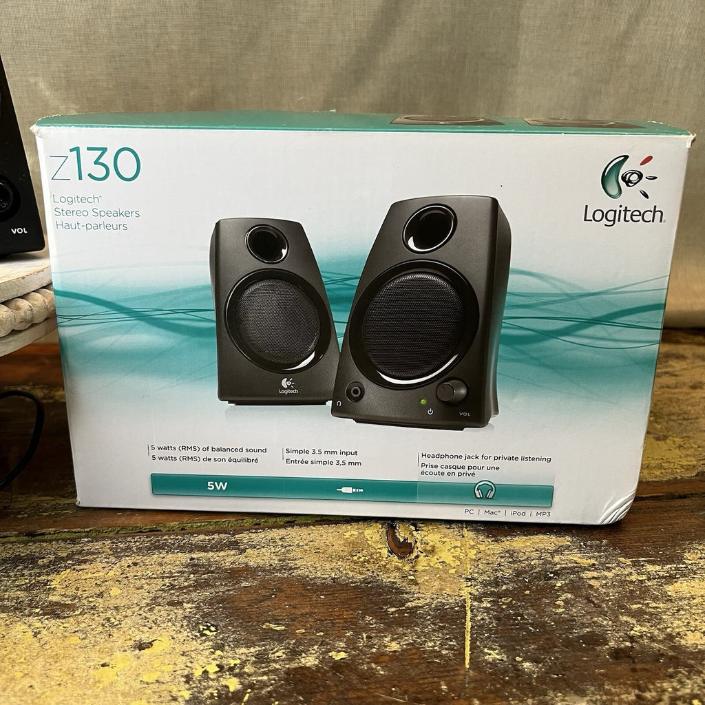 Logitech Z130 Full Stereo Sound 3.5mm Jack Compact Laptop computer Speakers