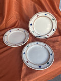 3 Salad Plate Cheyenne Hartstone Aztec Design USA Blue Green Red Diamond Shapes