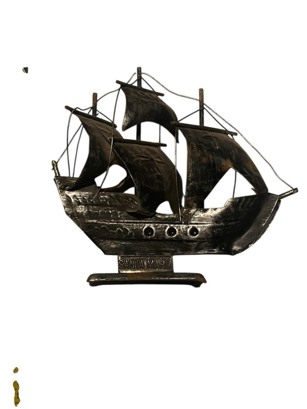 Vintage Maritime Santa Maria Tin Schooner Boat Ship, 5.5" Tall ㅅ