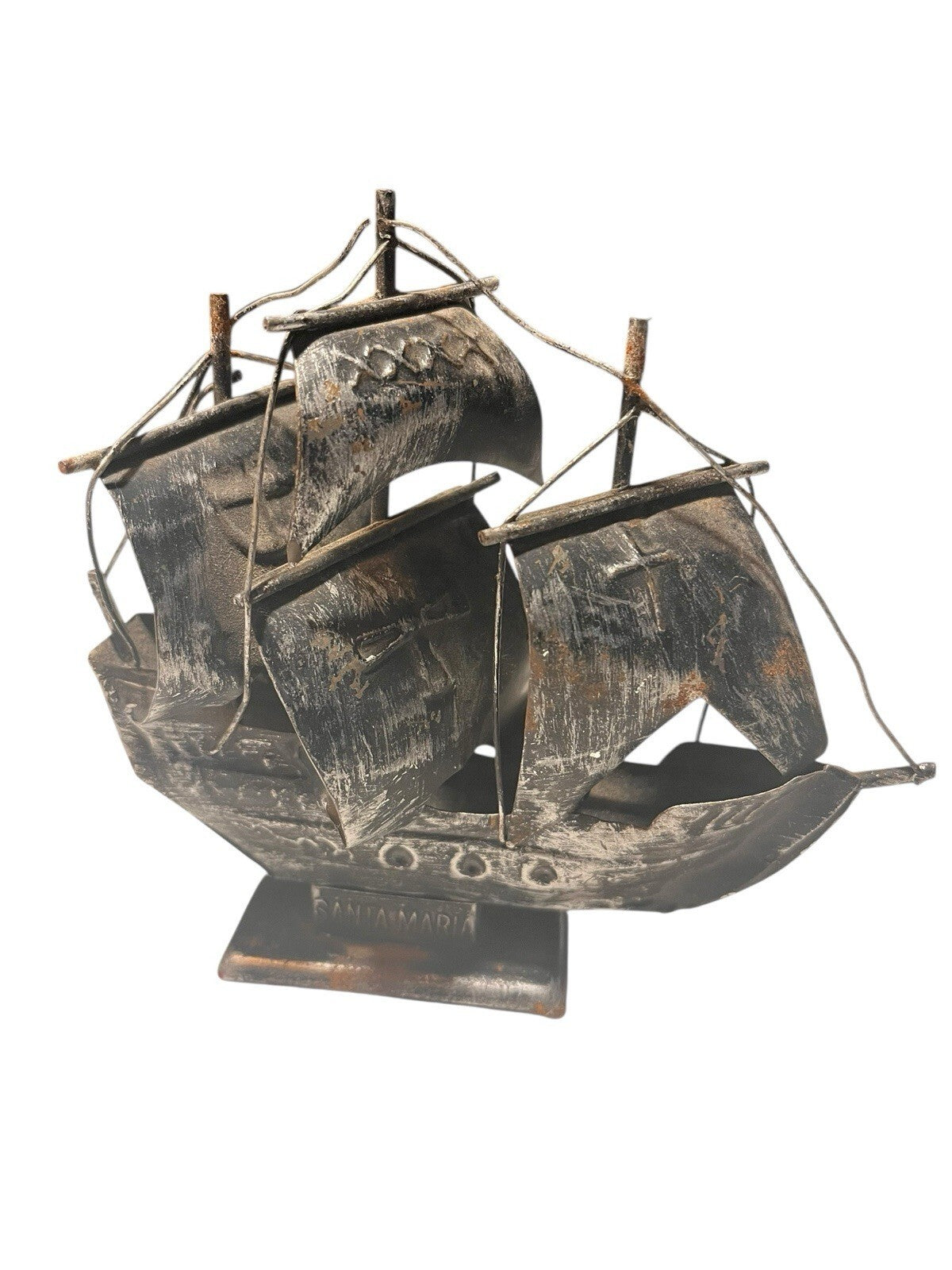 Vintage Maritime Santa Maria Tin Schooner Boat Ship, 5.5" Tall ㅅ