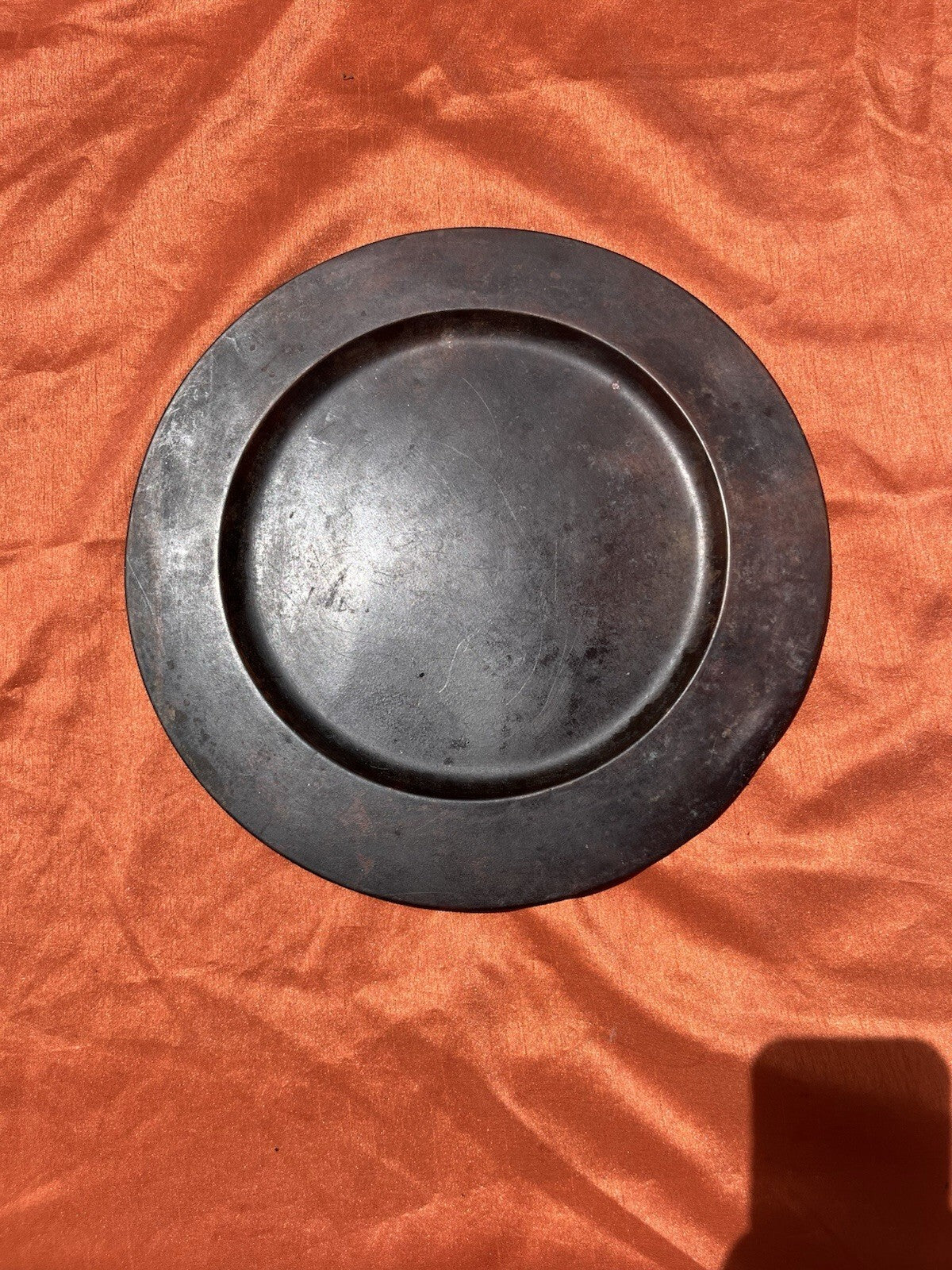 Pewter Plate Charger,  13” Only Marking On Back Says Do Not Eat Off Of