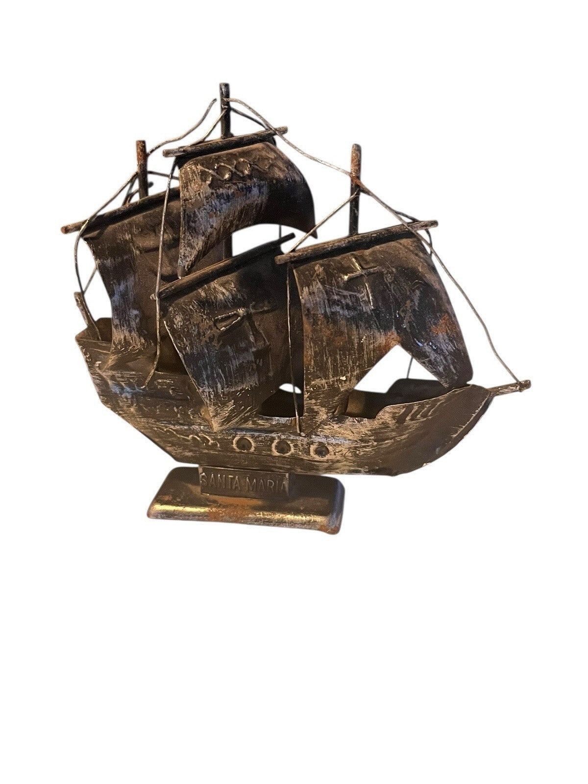 Vintage Maritime Santa Maria Tin Schooner Boat Ship, 5.5" Tall ㅅ