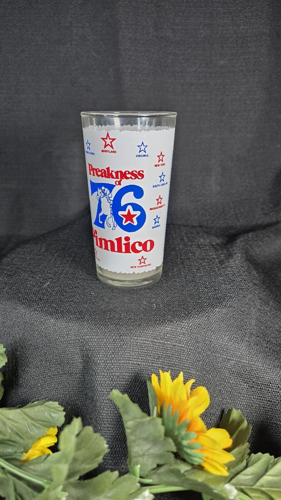 Vintage Drinking Glass from the 1976 Preakness Horse Race-'76 Pimlico