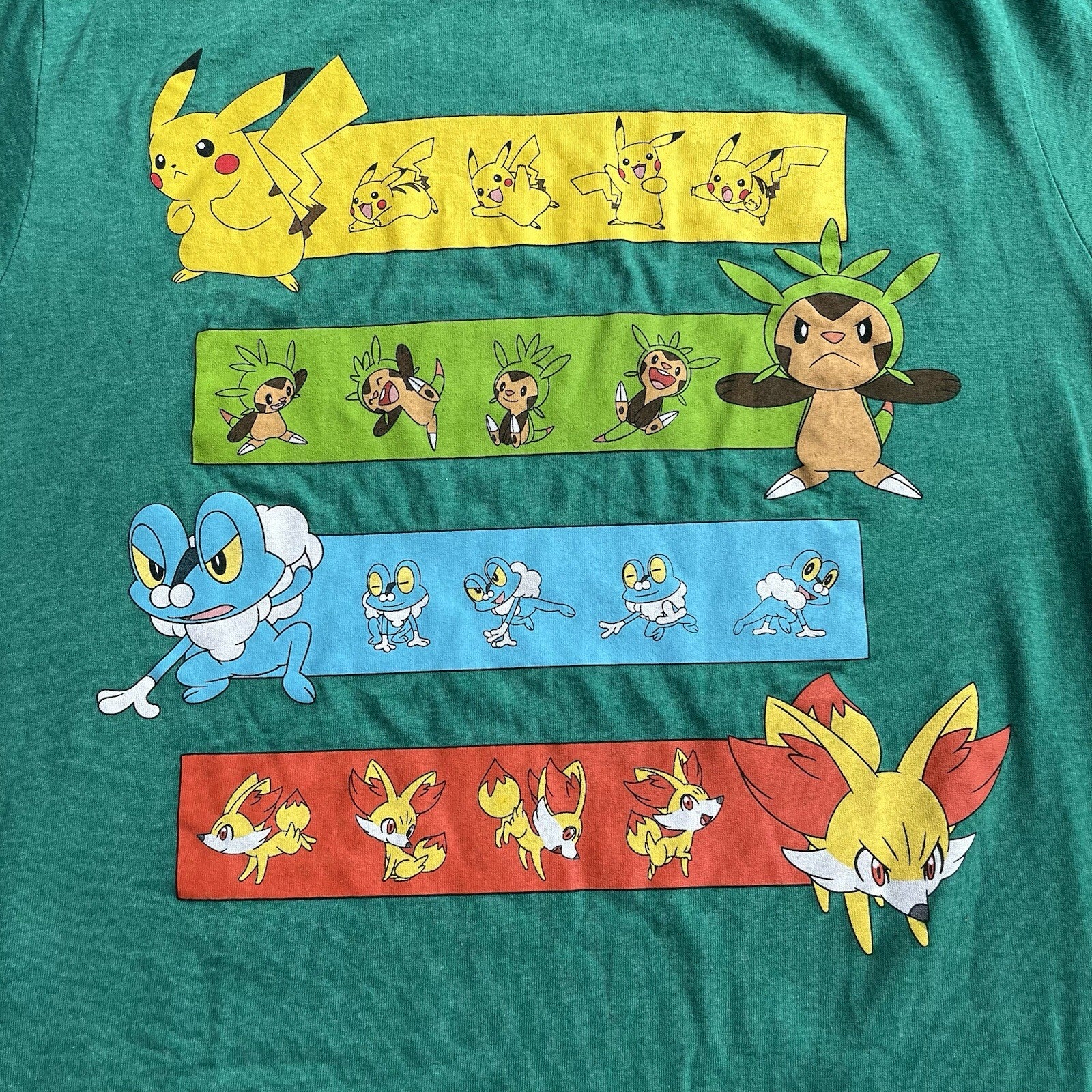 Pokemon Men’s Graphic Green Short Sleeve Shirt Size Small