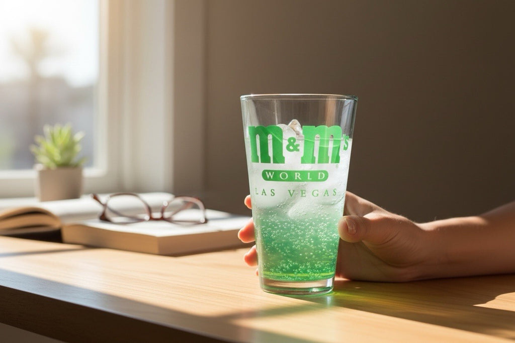 M&M's World Las Vegas Green Glass New
