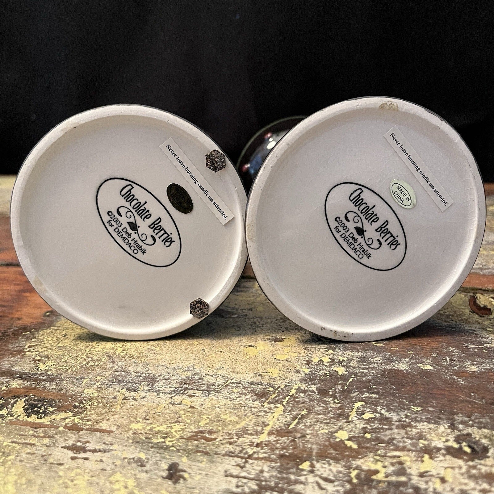 "Chocolate Berries" candle holders designed by Deb Hrabik for Demdaco
