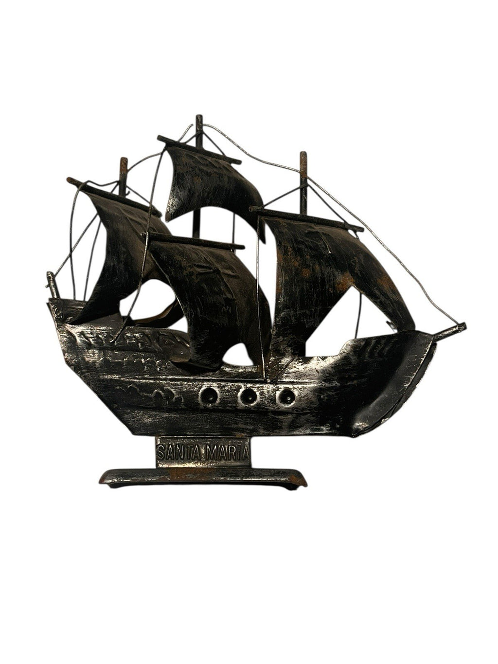 Vintage Maritime Santa Maria Tin Schooner Boat Ship, 5.5" Tall ㅅ