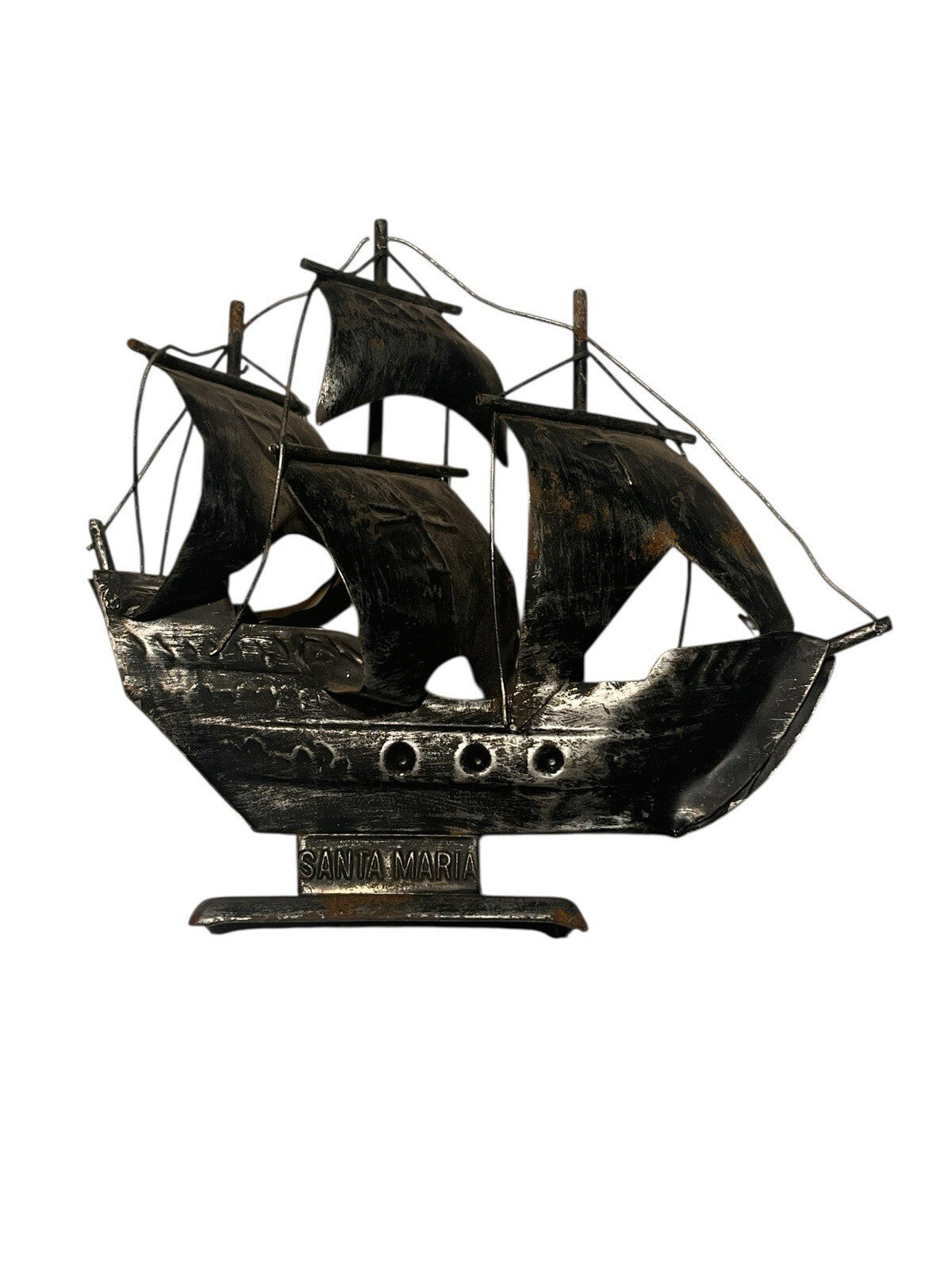 Vintage Maritime Santa Maria Tin Schooner Boat Ship, 5.5" Tall ㅅ