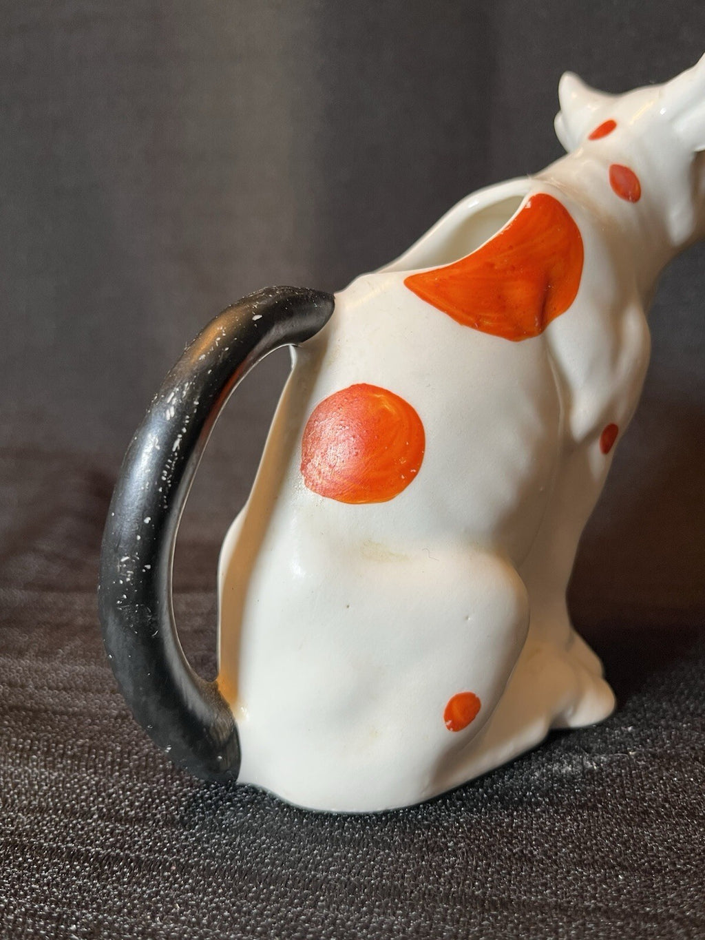 Vintage 1930s Polka Dot Cow Creamer MCM Milk Pitcher Czechoslovakia