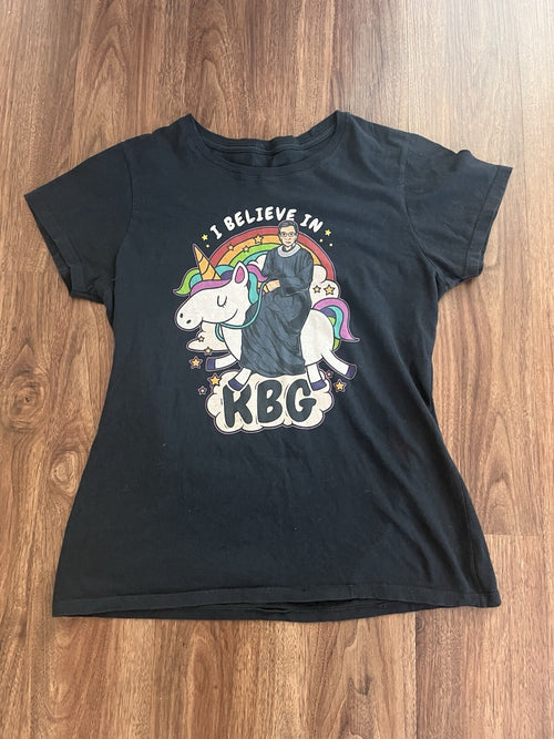 "I Believe in RBG" unicorn feminist t-shirt.