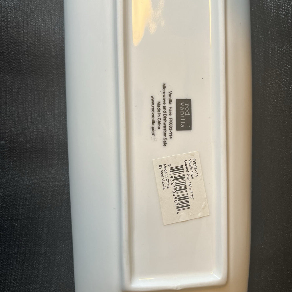 Sushi Curved Tray White 14” X 7.75” Red Vanilla Set Of 2