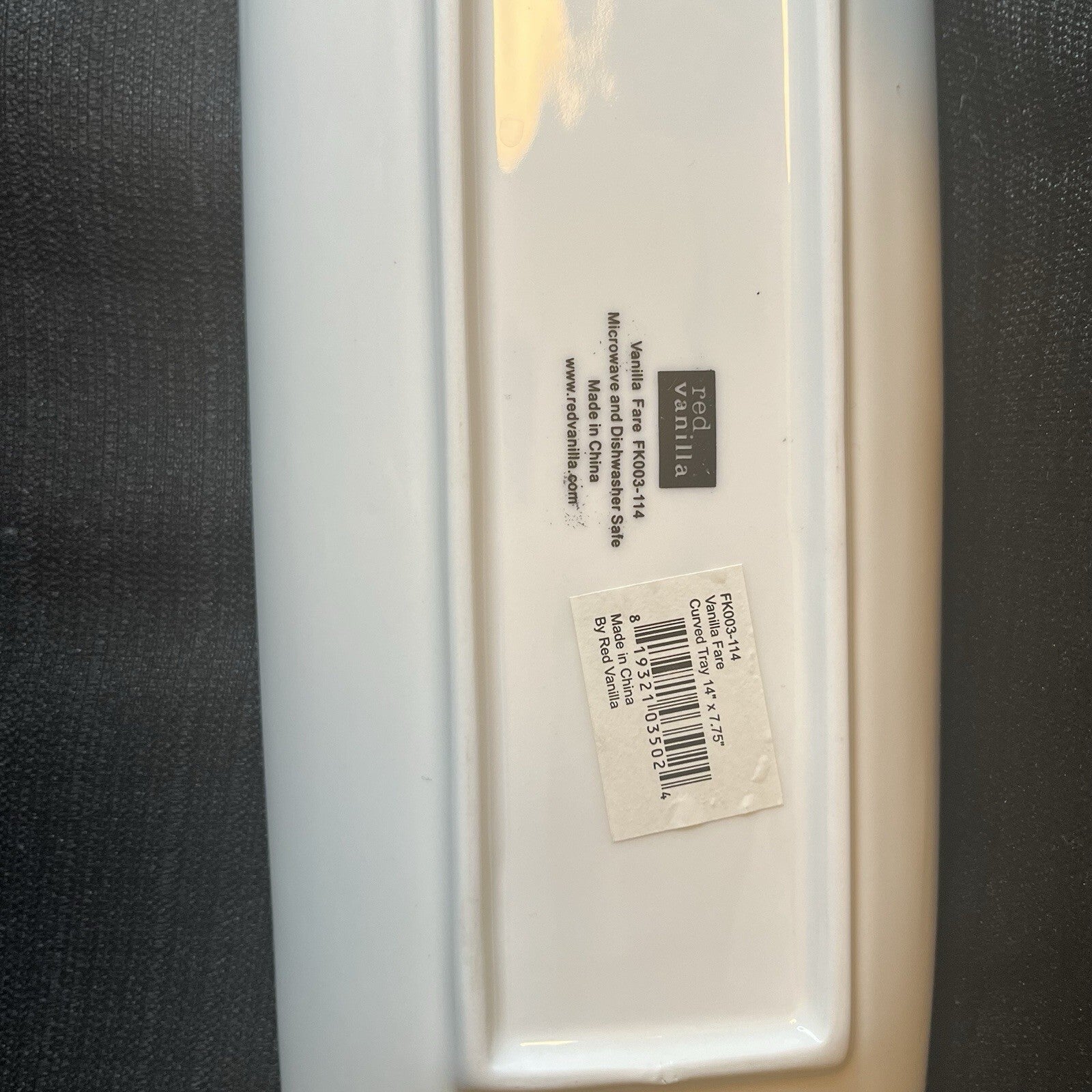Sushi Curved Tray White 14” X 7.75” Red Vanilla Set Of 2
