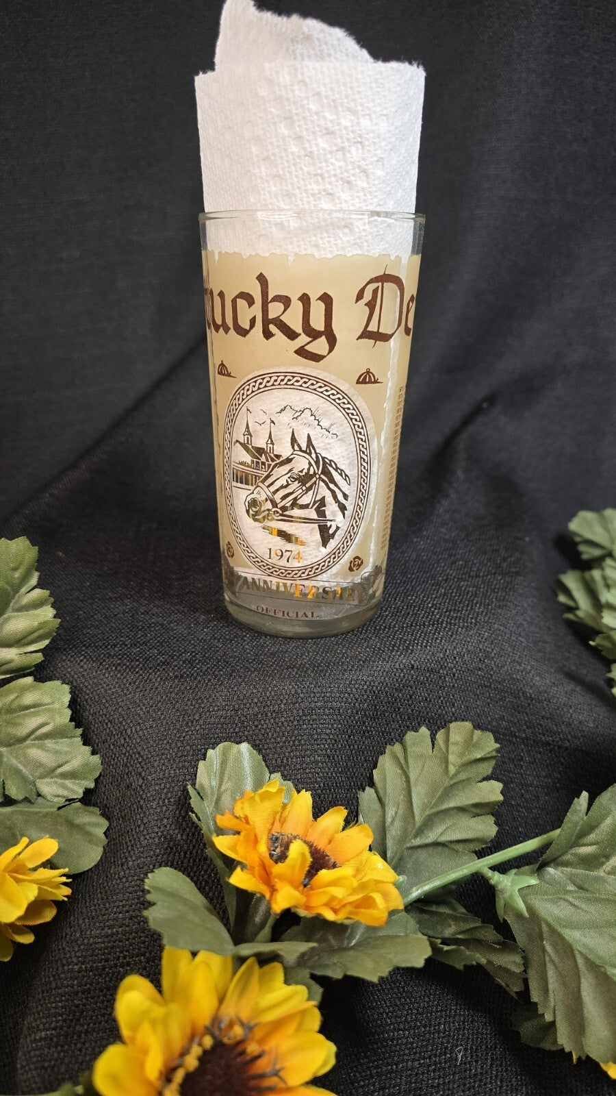 Vintage KENTUCKY DERBY Churchill Downs 1974 Anniversary ERROR Drinking Glass