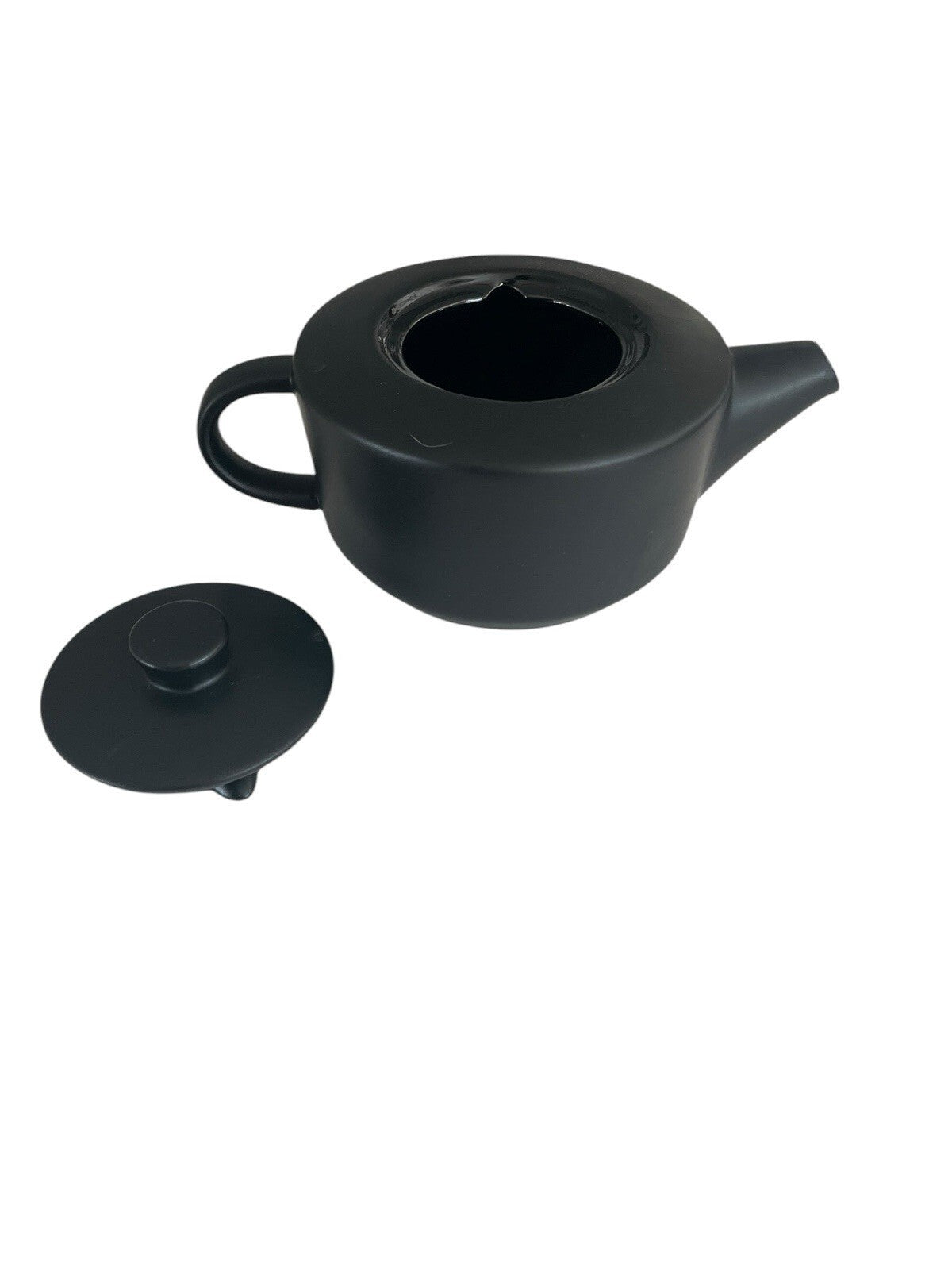Project 62 Stoneware Teapot Solid Matte Black Modern Short Round Microwave Safe