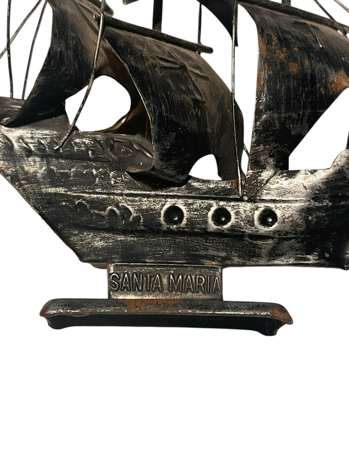 Vintage Maritime Santa Maria Tin Schooner Boat Ship, 5.5" Tall ㅅ