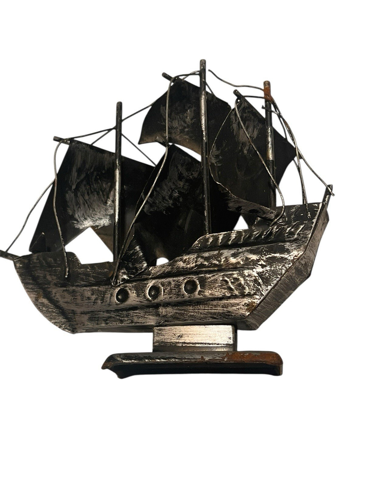 Vintage Maritime Santa Maria Tin Schooner Boat Ship, 5.5" Tall ㅅ