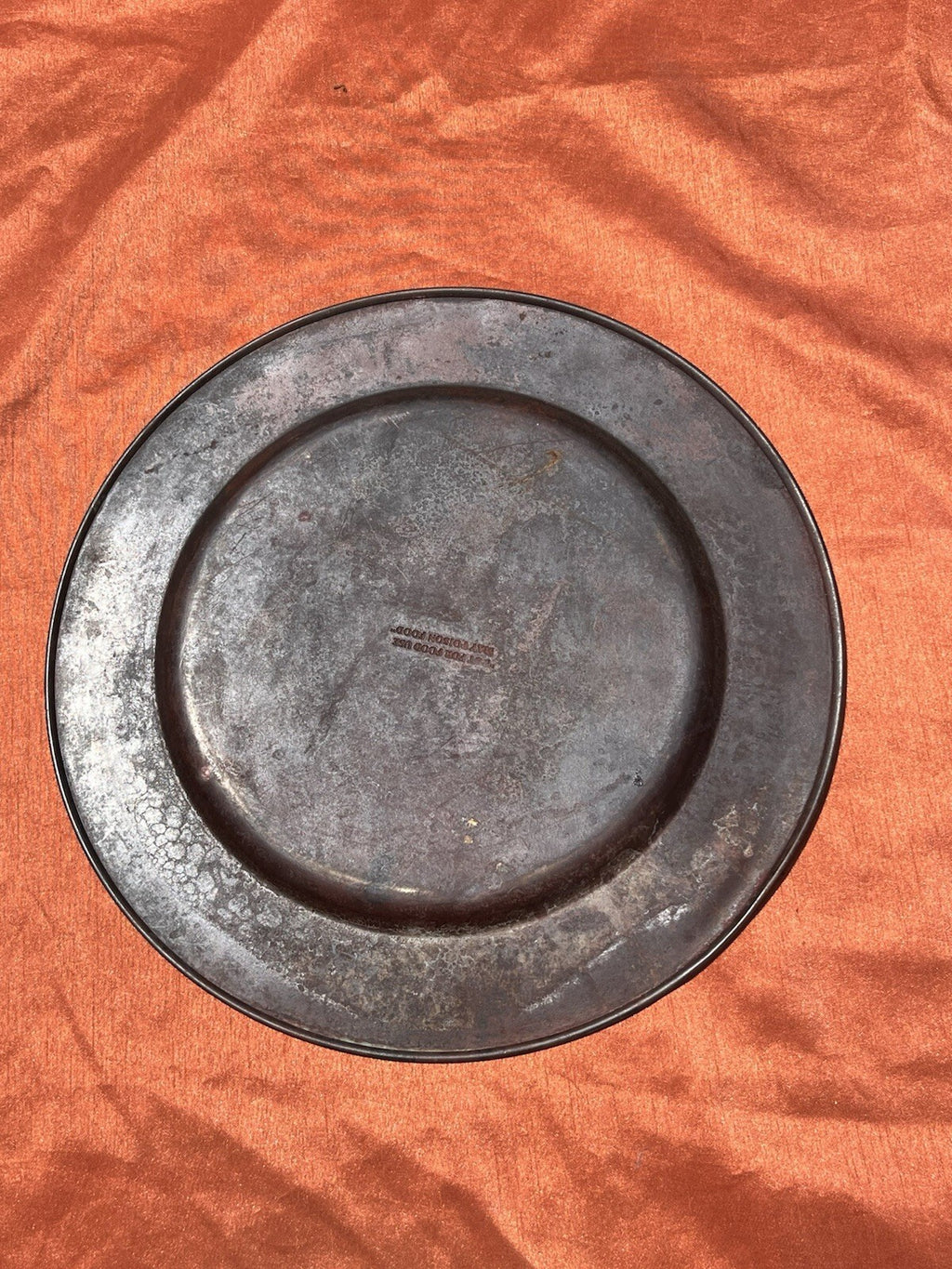 Pewter Plate Charger,  13” Only Marking On Back Says Do Not Eat Off Of