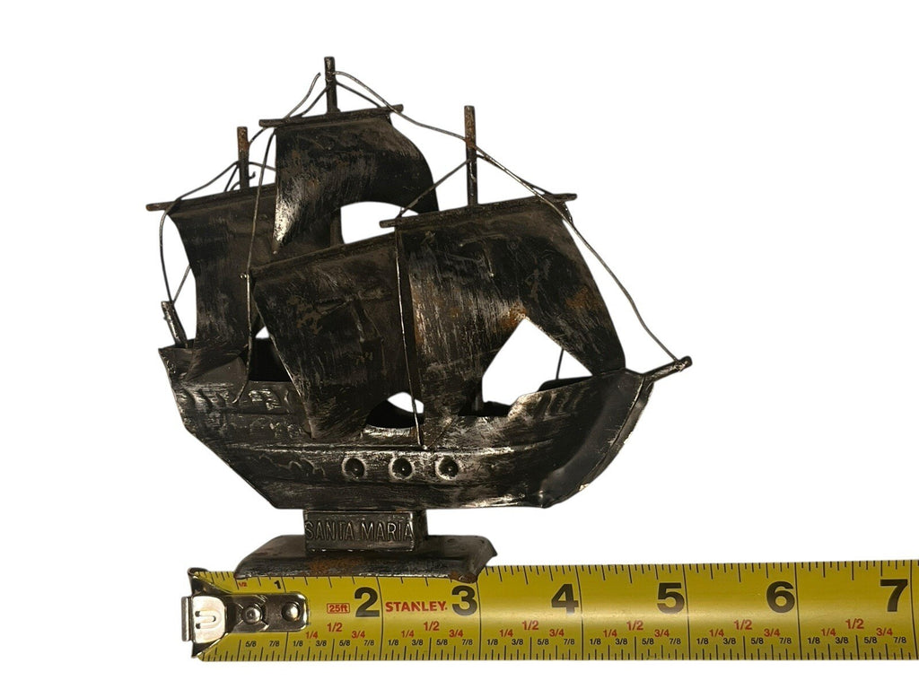 Vintage Maritime Santa Maria Tin Schooner Boat Ship, 5.5" Tall ㅅ
