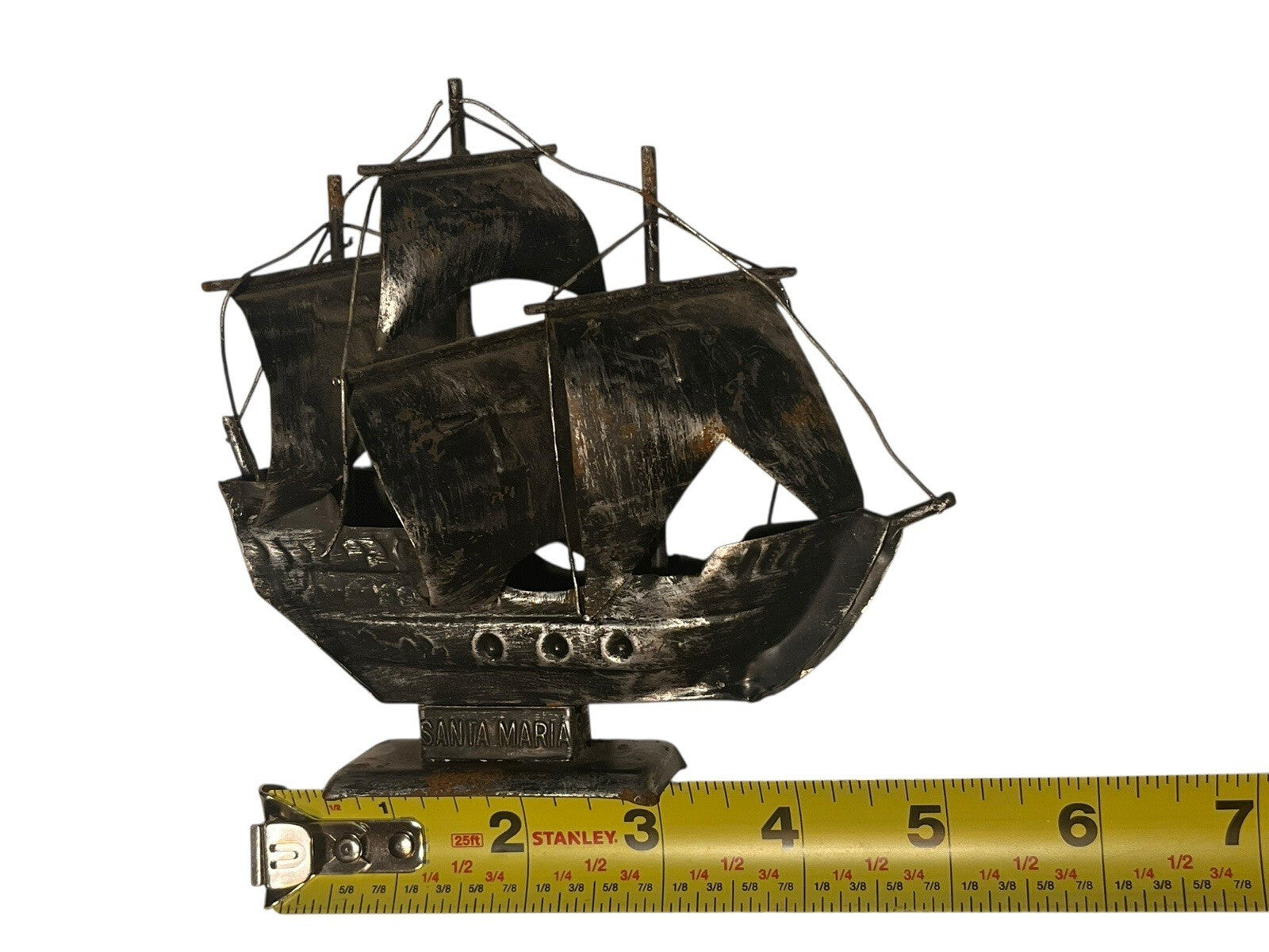 Vintage Maritime Santa Maria Tin Schooner Boat Ship, 5.5" Tall ㅅ