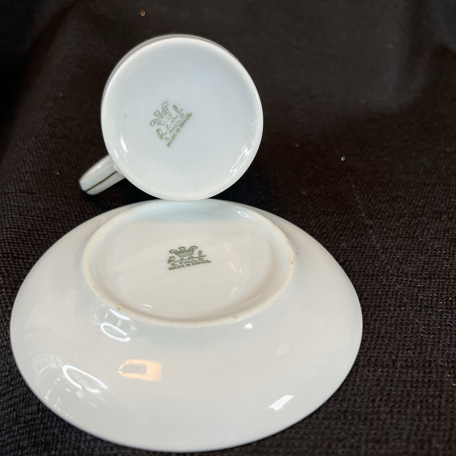 Vintage  S. Paulo Demitasse Espresso Cup And Saucer Brazil WHITE/GOLD
