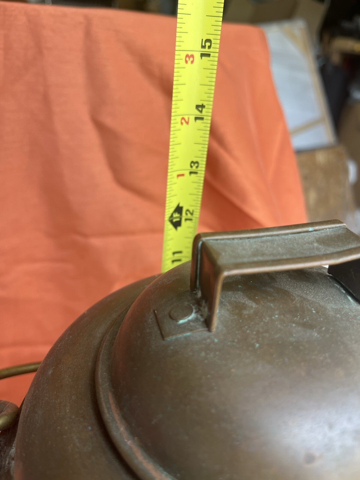 Antique Copper Cowboy Coffee Pot Lid, With Wooden Handle. Early 1900’s