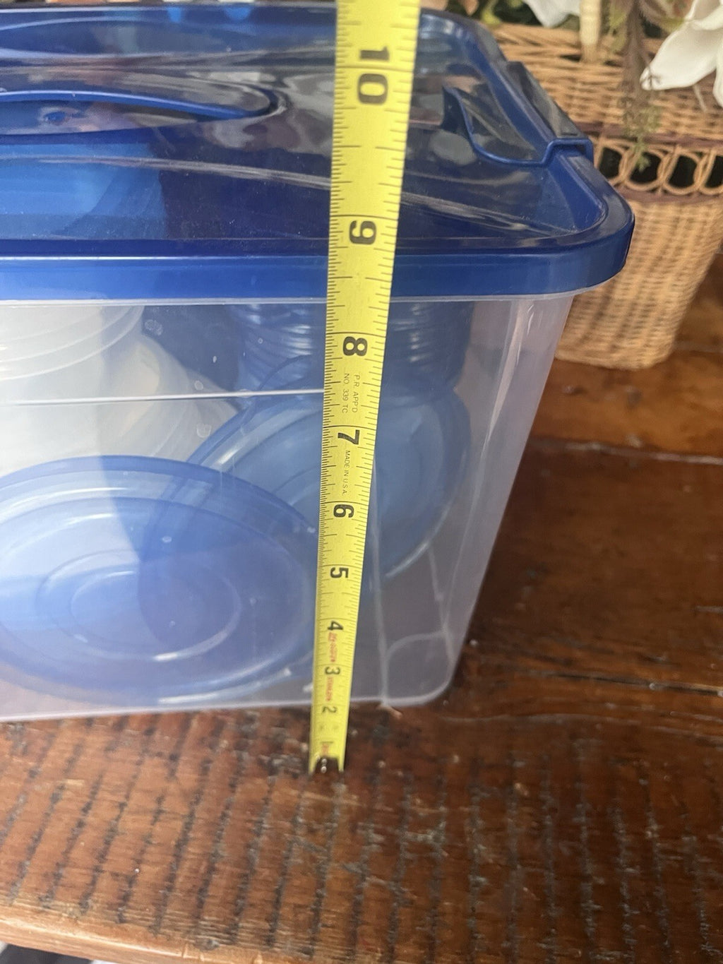 Clear Plastic Rectangular Container Set, Blue Snap Lids 17-32 oz
