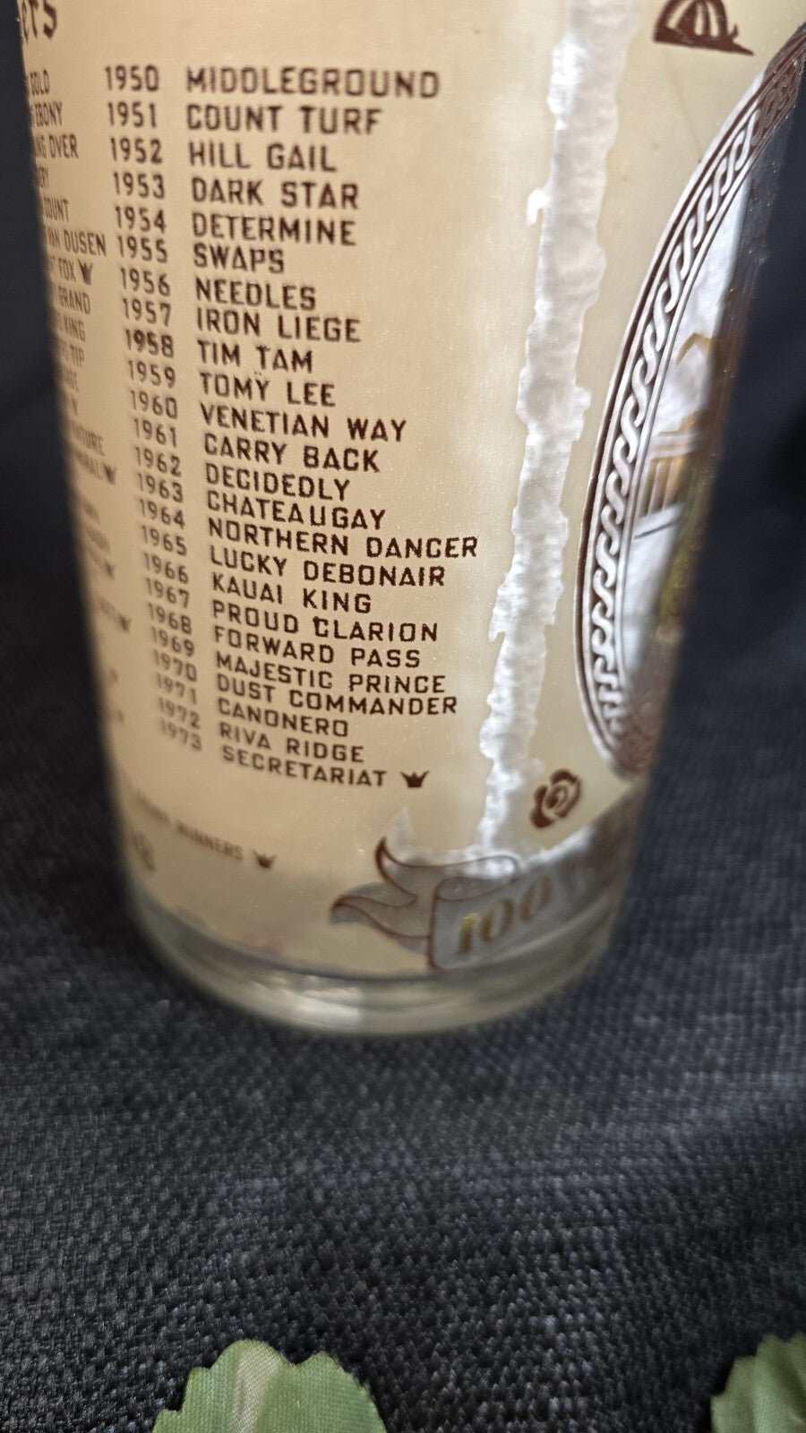 Vintage KENTUCKY DERBY Churchill Downs 1974 Anniversary ERROR Drinking Glass